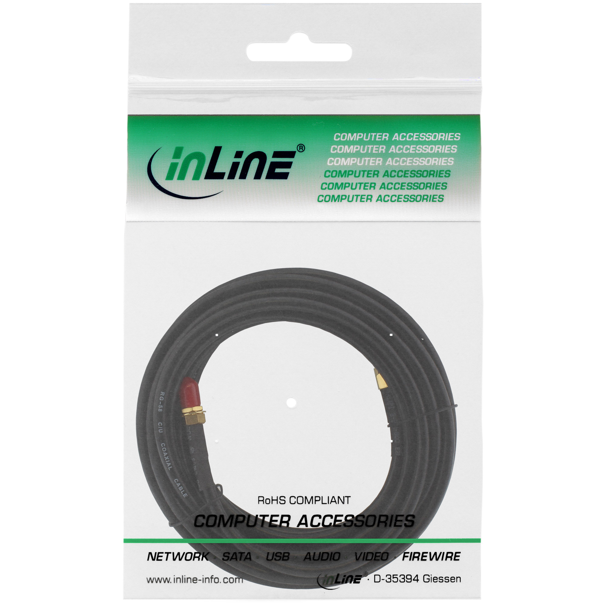 InLine WLAN Kabel - R-SMA-Stecker auf R-SMA-Kupplung - 20m