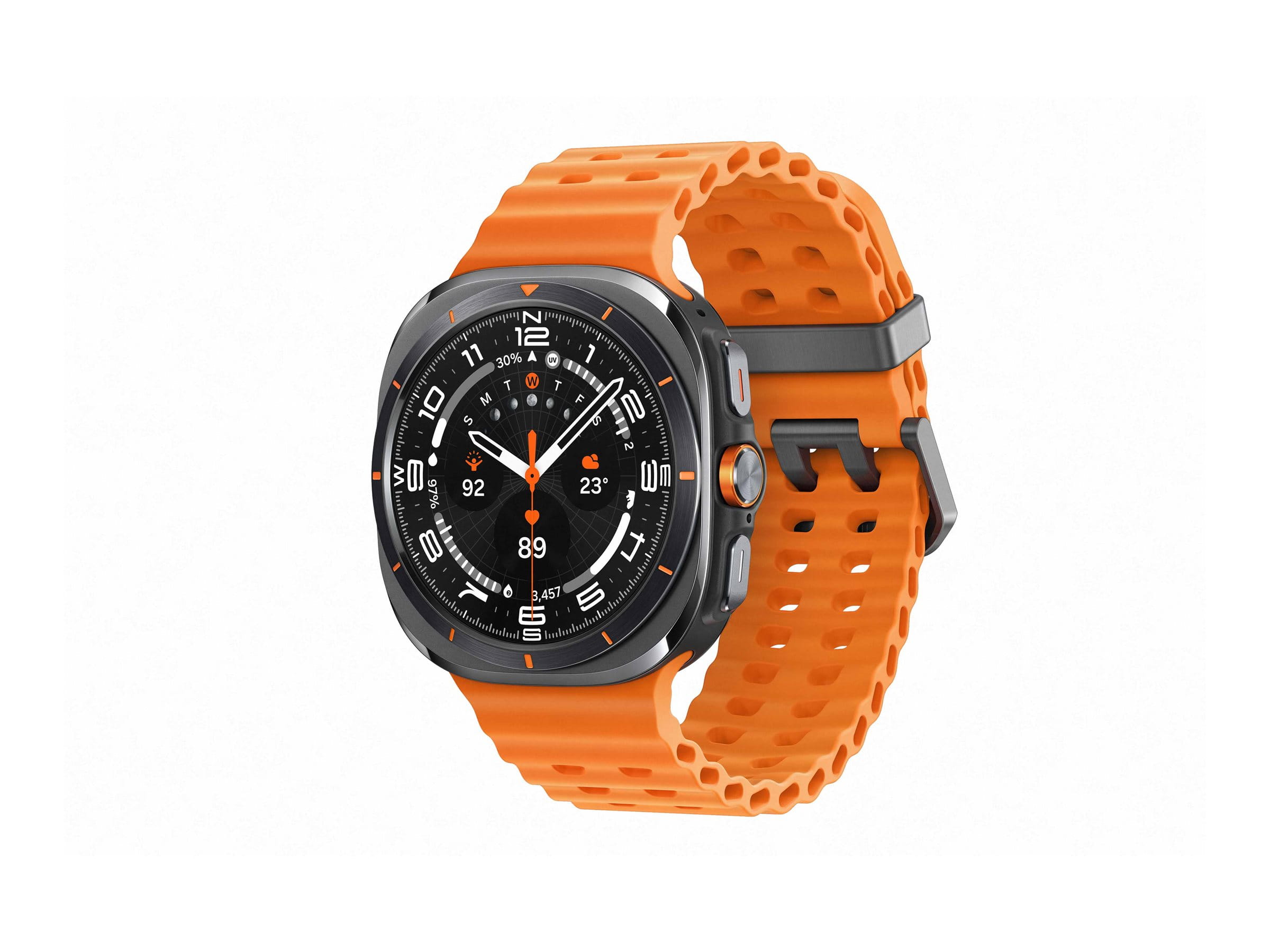Samsung Galaxy Watch Ultra - 47 mm - titanfarben grau - intelligente Uhr mit Marineband - Gummi - Orange - Bandgröße: S/M/L - Anzeige 3.73 cm (1.5")