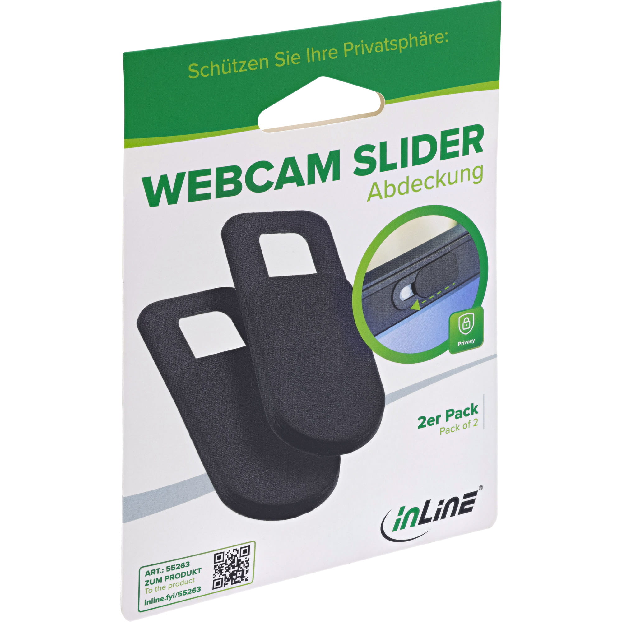 InLine Webcam Slider Abdeckung - 2er Pack - schwarz