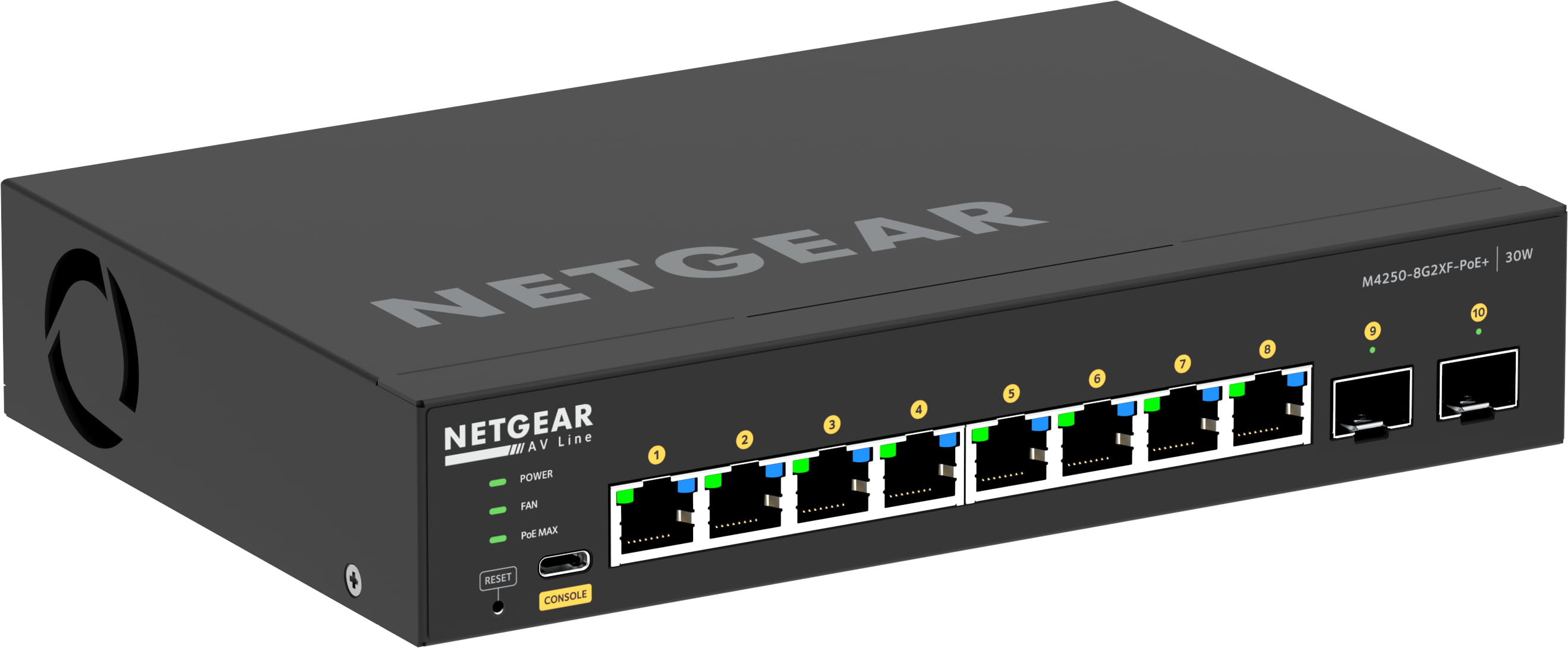 Netgear AV Line M4250-8G2XF-PoE+ - Switch - L3 - managed - 8 x 10/100/1000 (8 PoE+)