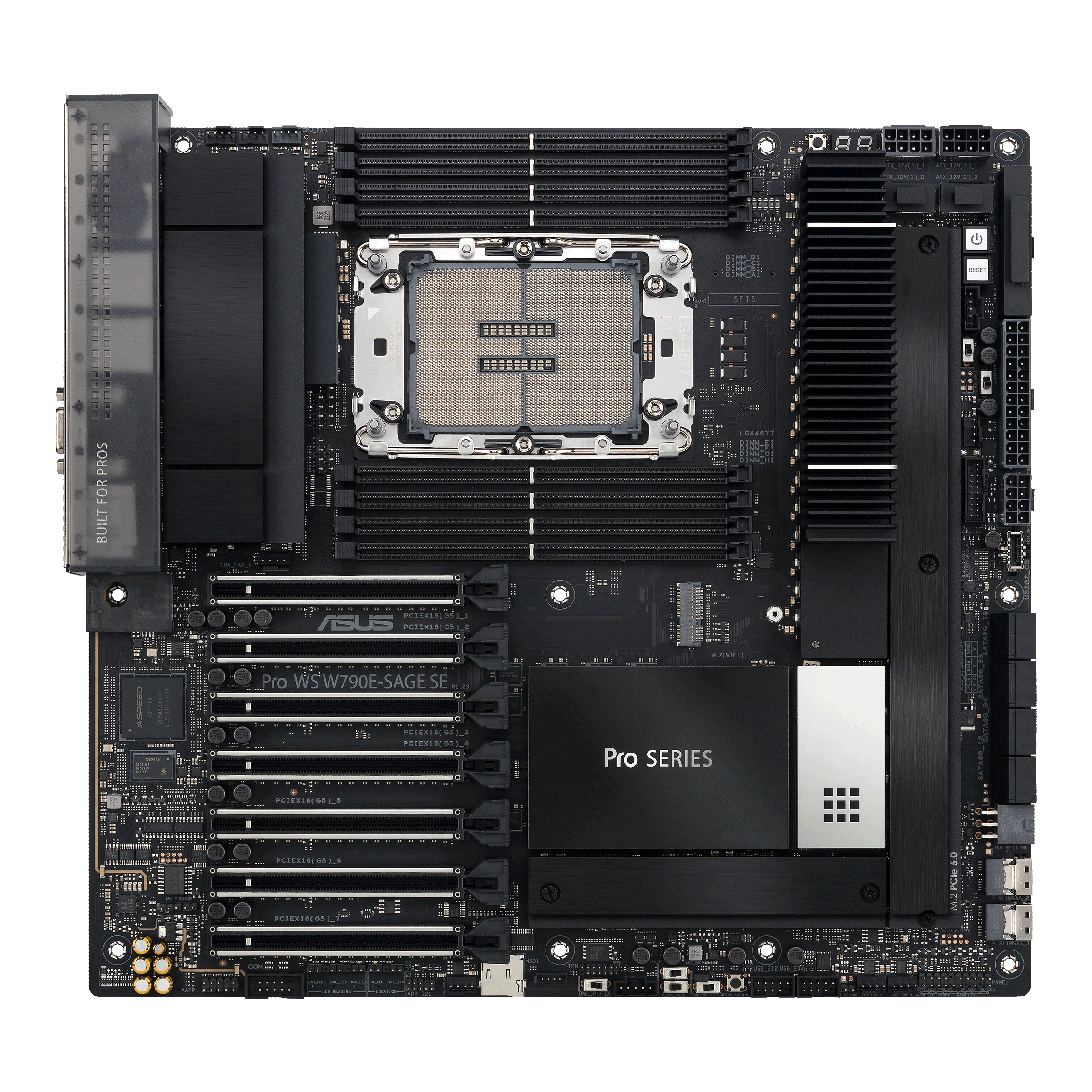 ASUS PRO WS W790E-SAGE SE - Motherboard - SSI EEB - LGA4677 Socket-E - W790 Chipsatz - USB-C 3.2 Gen 2x2, USB 3.2 Gen 2x2, USB-C 3.2 Gen2, USB 3.2 Gen 1 - 10 Gigabit LAN, Gigabit LAN - HD Audio (8-Kanal)