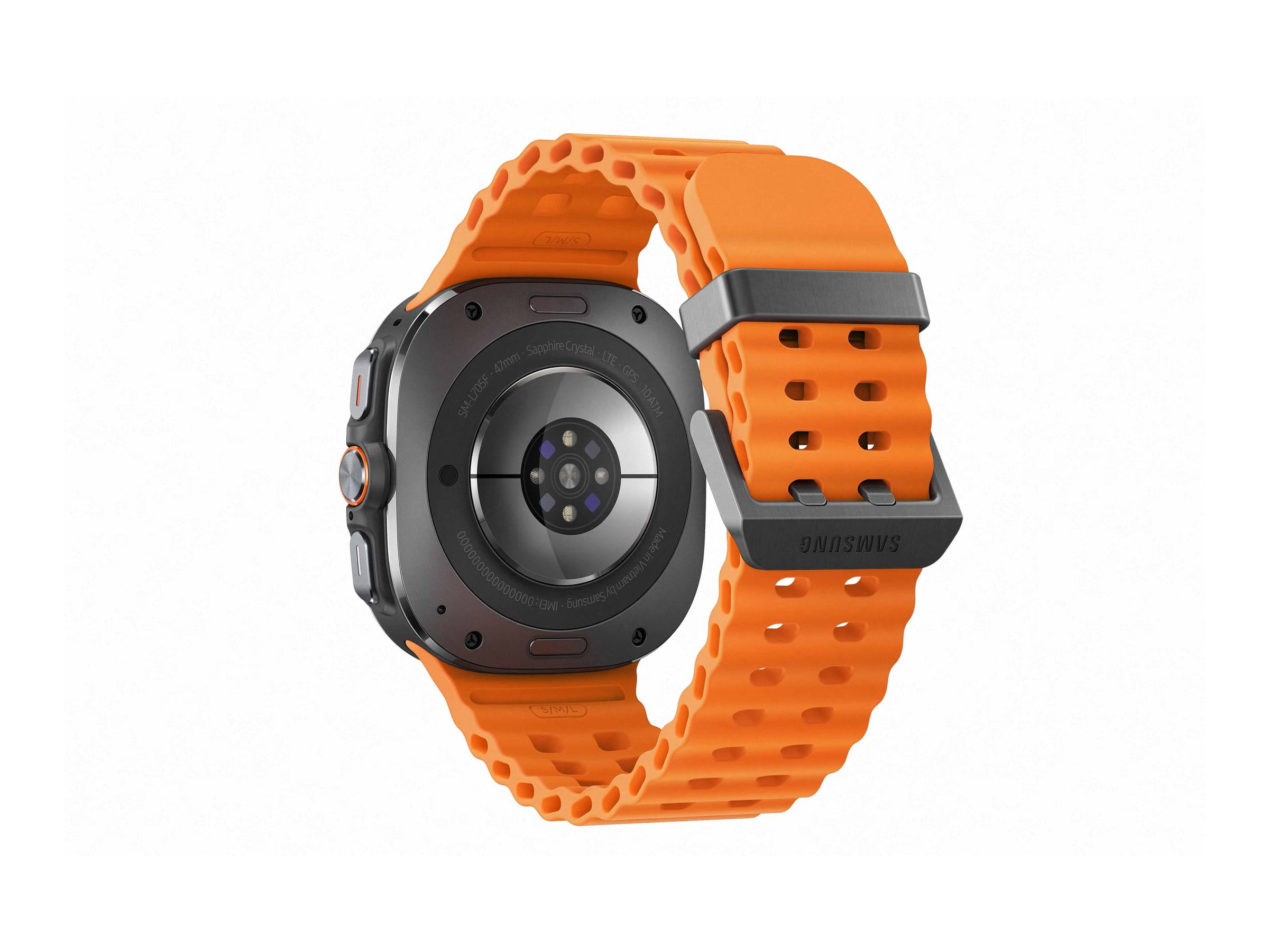 Samsung Galaxy Watch Ultra - 47 mm - titanfarben grau - intelligente Uhr mit Marineband - Gummi - Orange - Bandgröße: S/M/L - Anzeige 3.73 cm (1.5")