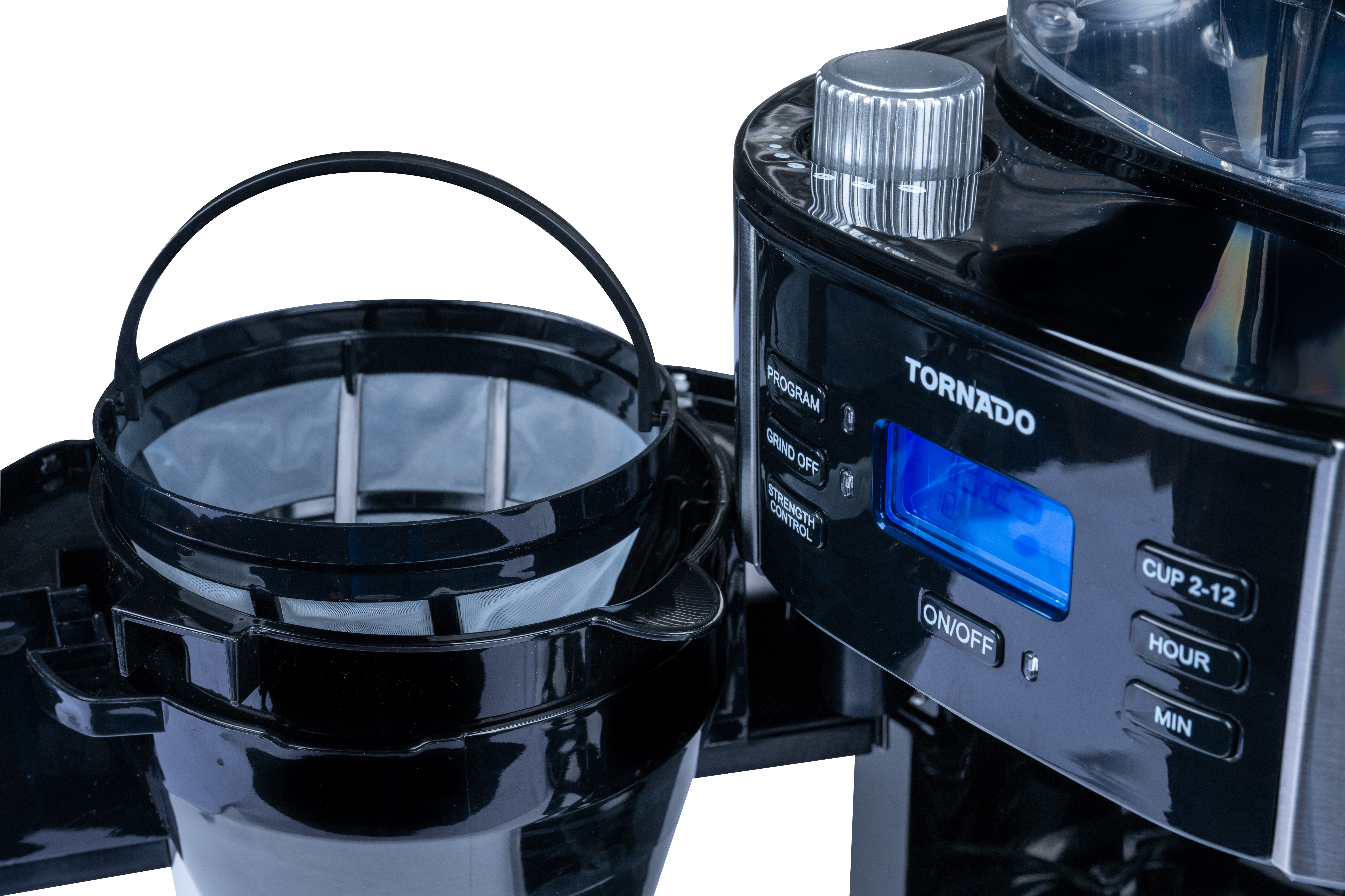 Tornado TCM-1025A-GS, Filterkaffeemaschine, 1,5 l, Kaffeebohnen, Gemahlener Kaffee, Eingebautes Mahlwerk, 1050 W, Schwarz