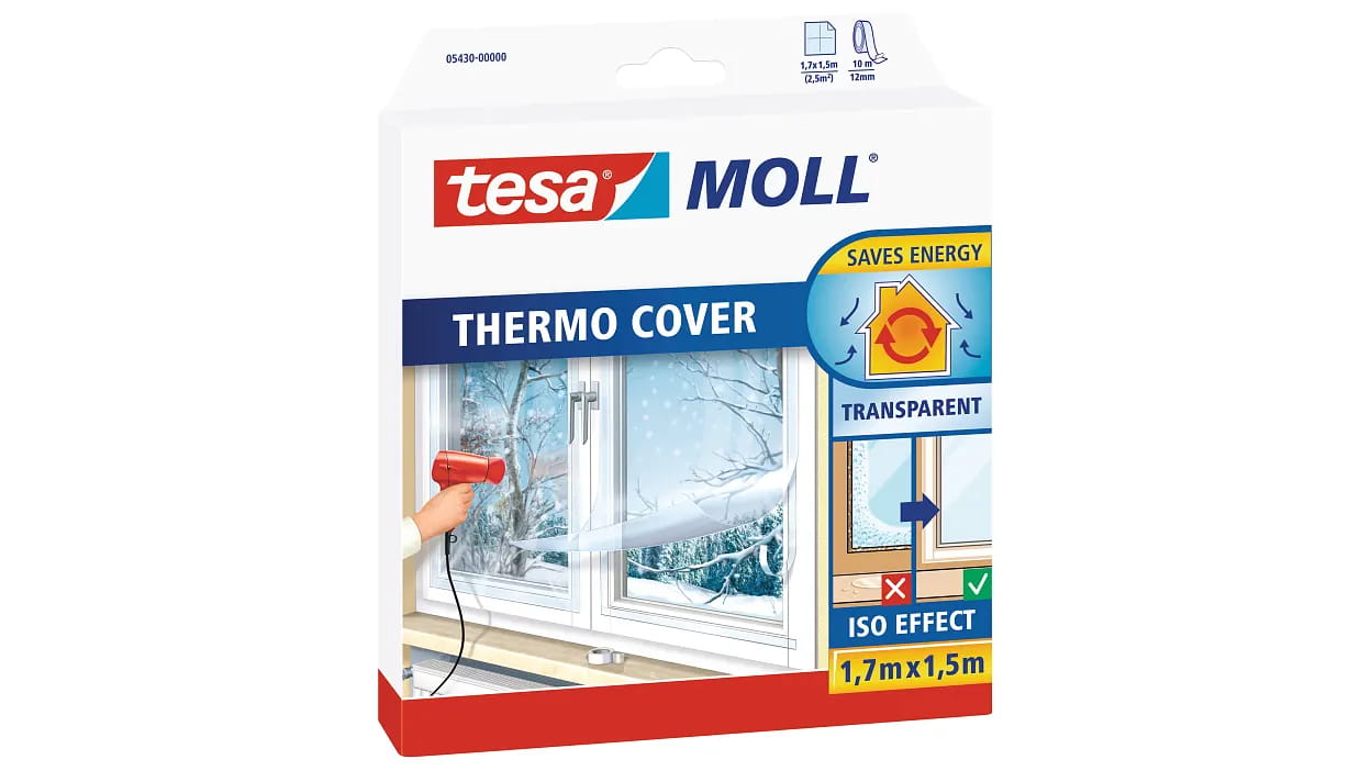 Tesa Thermo Cover, Selbstklebend, Polyethylenterephthalat, Wärmeregelung, Transparent, 1700 mm, 1500 mm