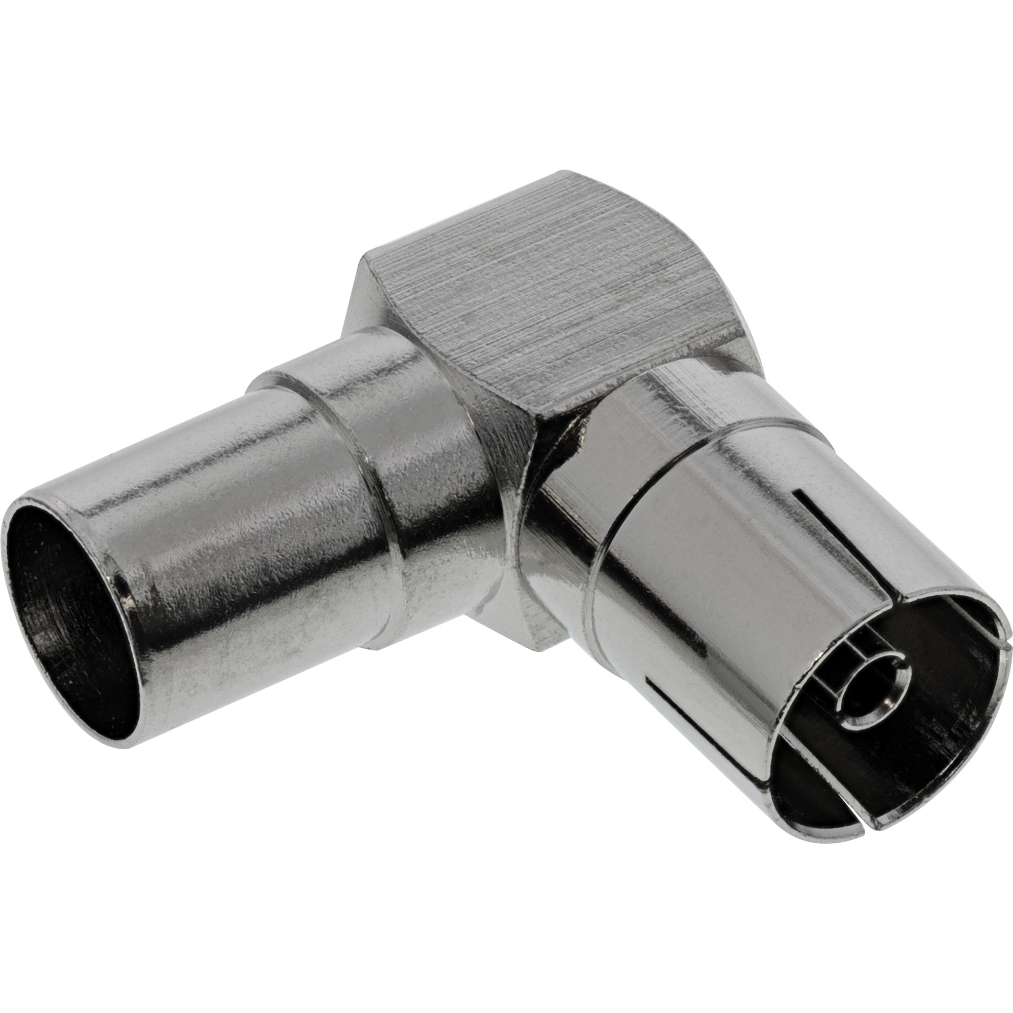 InLine Antenne Koaxial Verbinder Stecker / Buchse - 90° gewinkelt - Metall