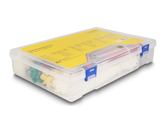 Delock Kabelbinder - Sortierbox mit Kabelbindern, verschiedene Farben - Schwarz, weiß, Blau, Gelb, Rot, grün (Packung mit 600)
