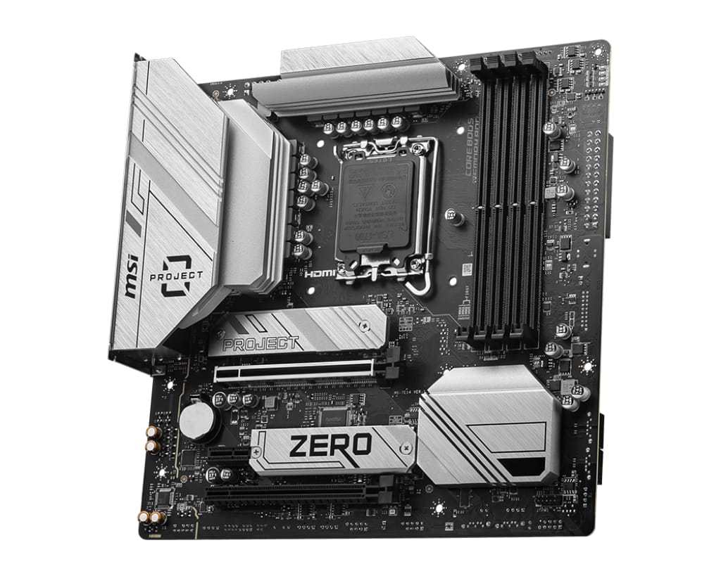 MSI B760M PROJECT ZERO - Motherboard - micro ATX - LGA1700 Sockel - B760 Chipsatz - USB 3.2 Gen 1, USB 3.2 Gen 2, USB-C 3.2 Gen2, USB-C 3.2 Gen 2x2 - 2.5 Gigabit LAN, Wi-Fi 6E, Bluetooth - Onboard-Grafik (CPU erforderlich)