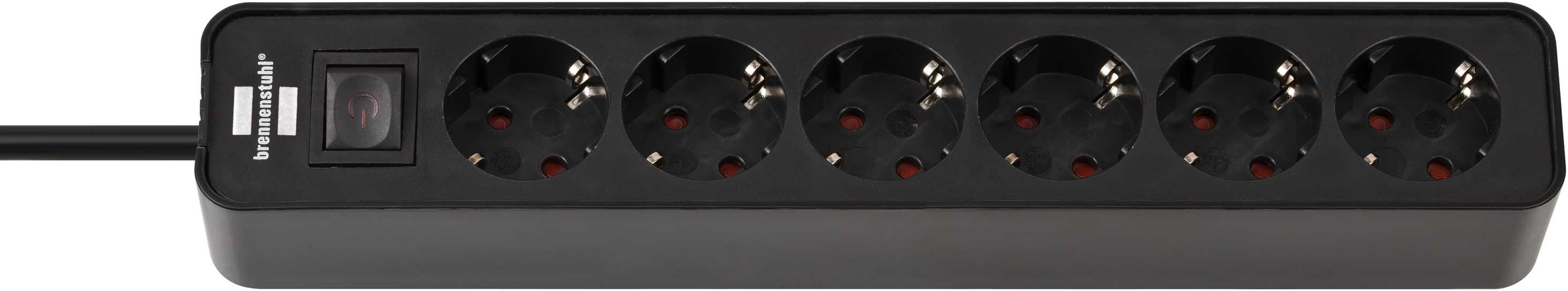 Brennenstuhl 1153260000, 1,5 m, Drinnen, IP20, Schwarz, 6 AC-Ausgänge, 85 mm