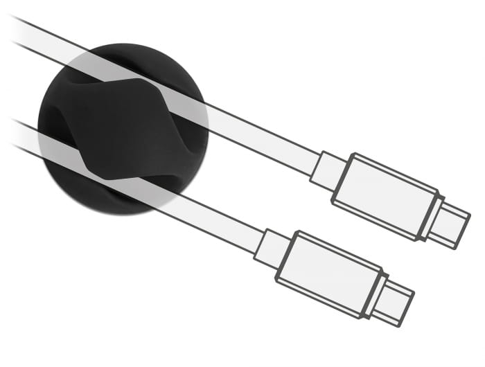 Delock Kabelhalter - Tisch montierbar, Oberfläche montierbar, geeignet für Wandmontage - Schwarz (Packung mit 10)
