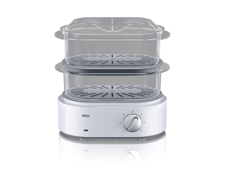 Braun FS 5100, 2 Korb/Körbe, Weiß, Arbeitsplatte, Drehregler, Vorderseite, 3,1 l