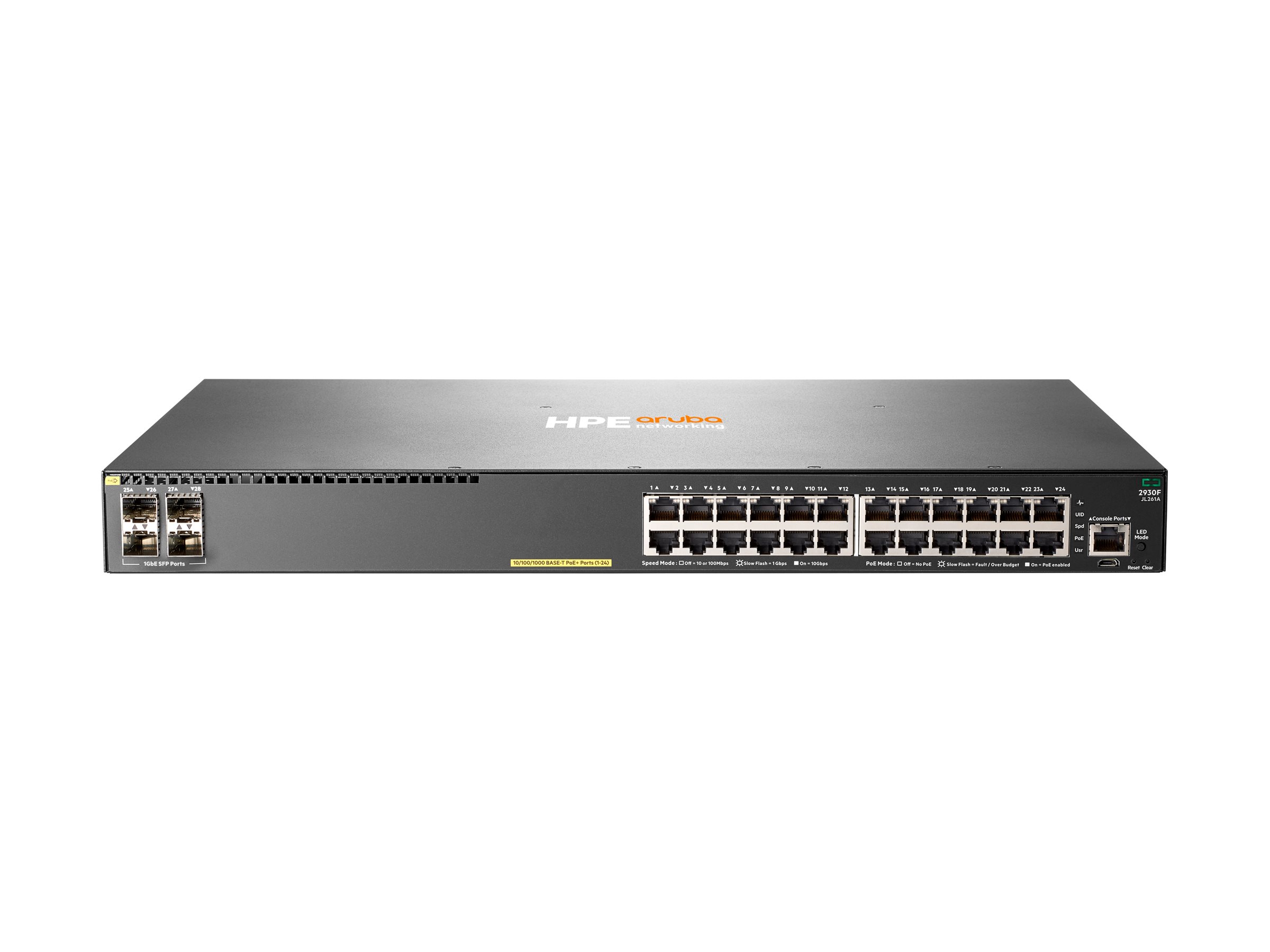 HPE Aruba Networking 2930F 24G PoE+ 4SFP - Switch - L3 - managed - 24 x 10/100/1000 (PoE+)