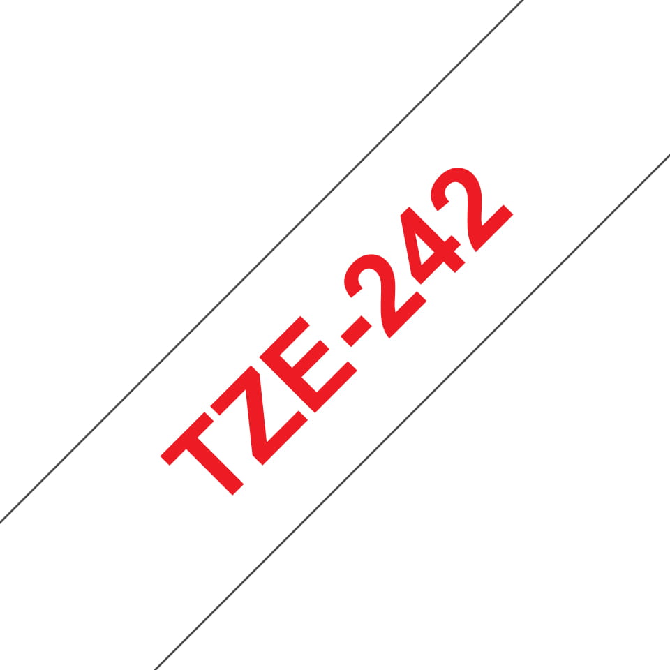 Brother TZe-242 - Selbstklebend - Rot auf Weiß - Rolle (1,8 cm x 8 m)