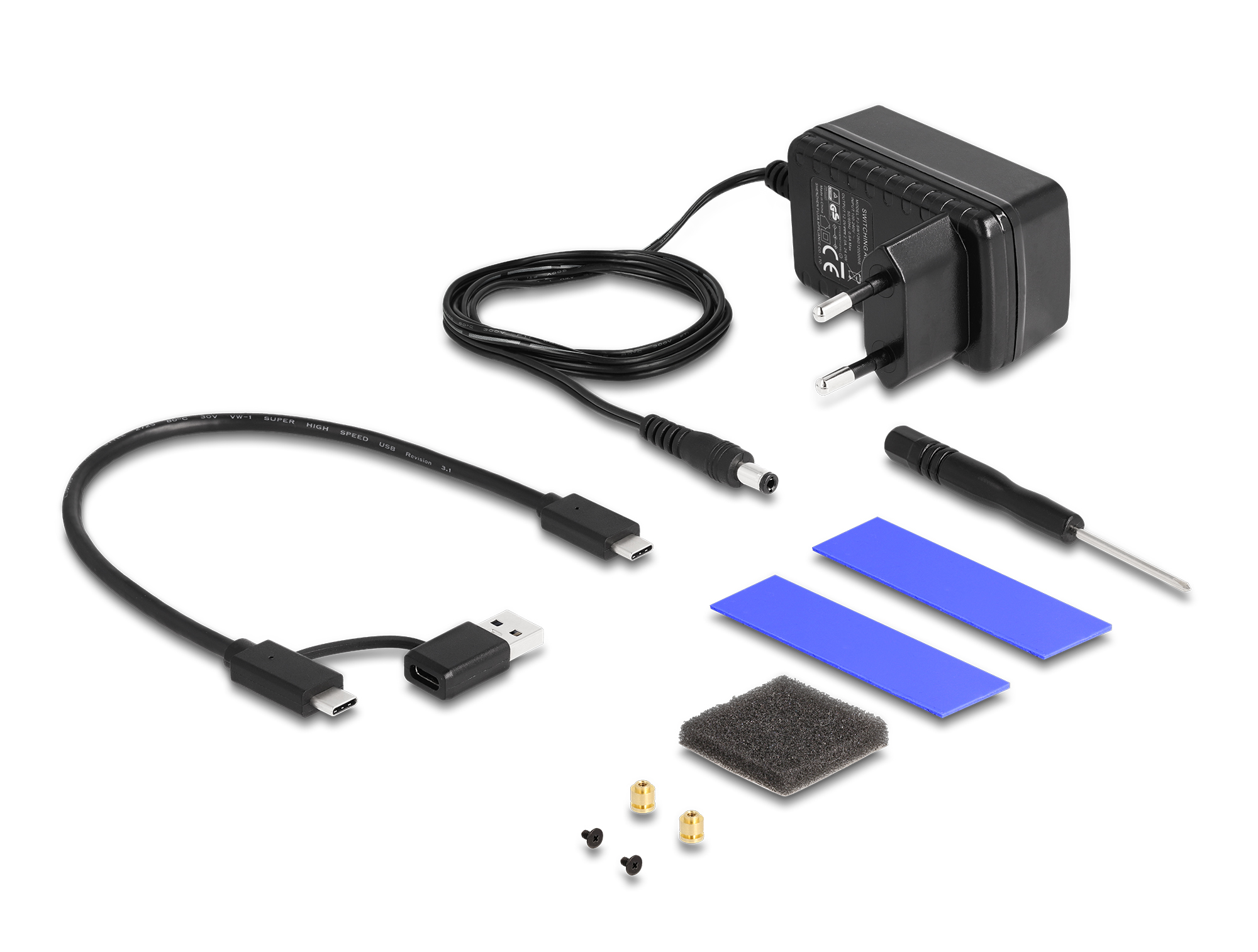 Delock Speichergehäuse - für 1 x M.2 NVMe SSD + 1 x 2,5" SATA SSD / HDD, USB Typ C, mit Klonfunktion - 2.5", M.2 (6.4 cm)