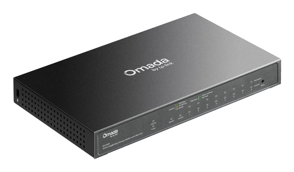 TP-LINK Omada ES210GP, Managed, L2, Gigabit Ethernet (10/100/1000), Power over Ethernet (PoE), Rack-Einbau, DIN rail