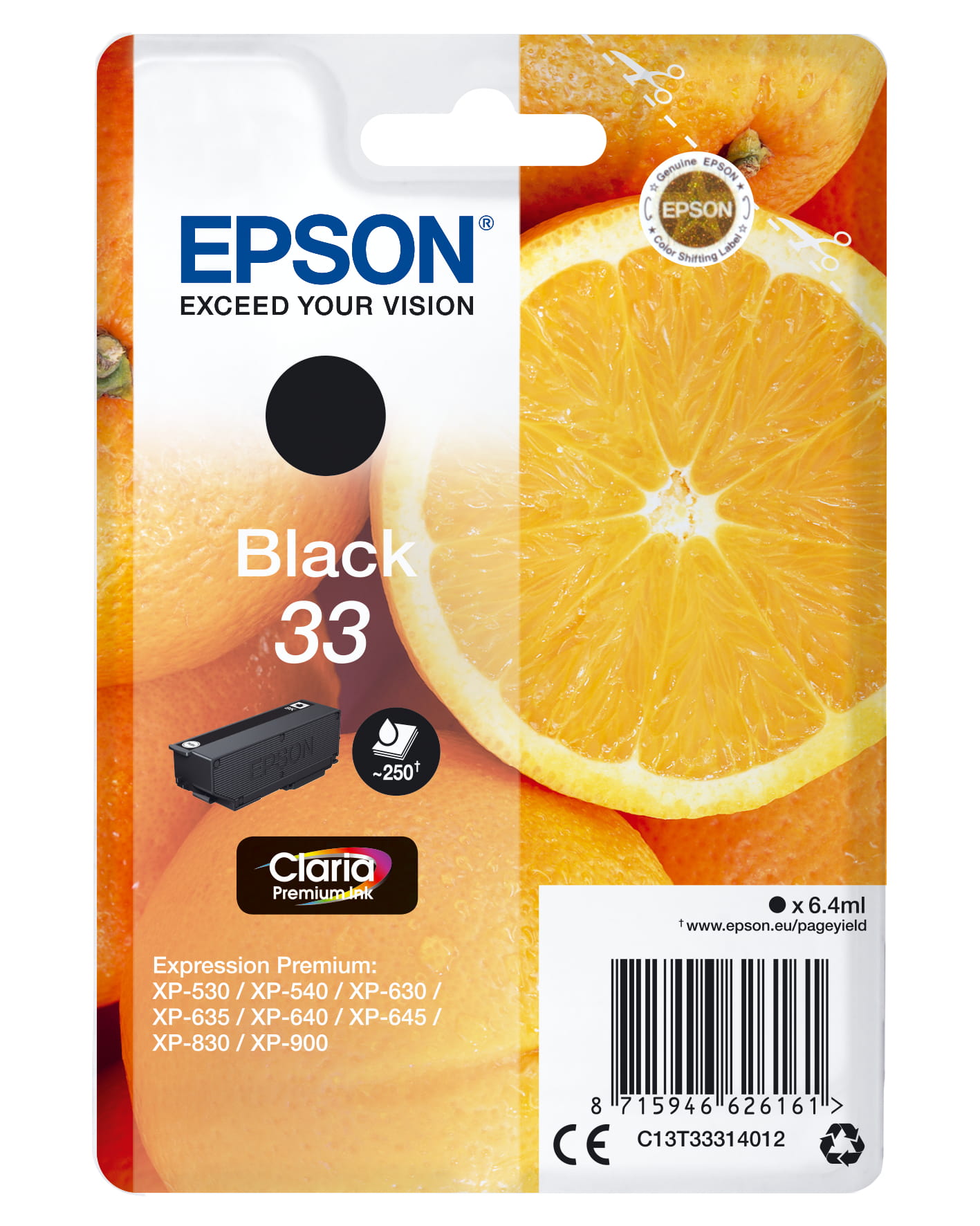 Epson 33 - 6.4 ml - Schwarz - original - Blisterverpackung