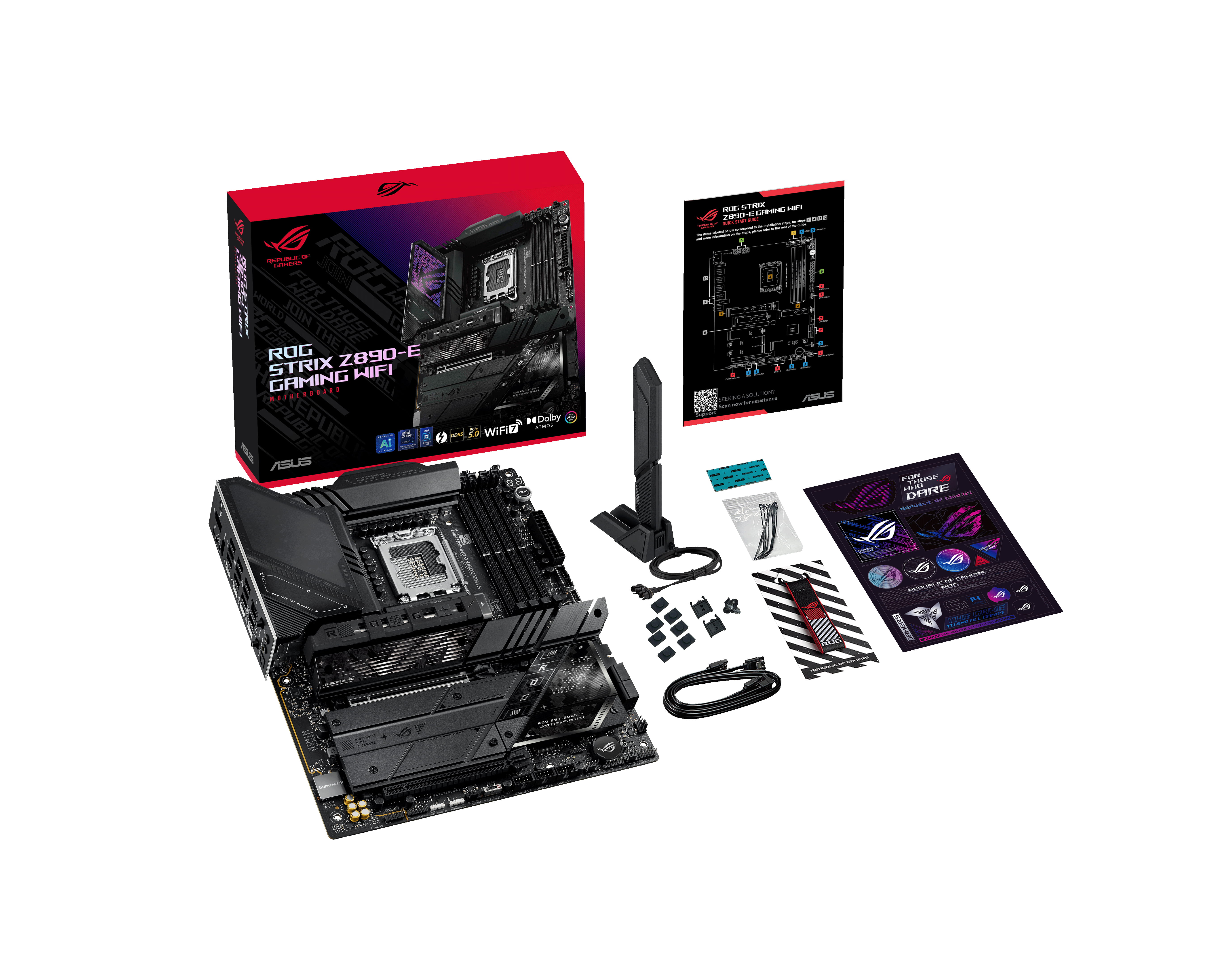 ASUS ROG STRIX Z890-E GAMING WIFI - Motherboard - ATX - LGA1851-Sockel - Z890 Chipsatz - USB-C 3.2 Gen 2x2, USB 3.2 Gen 1, USB 3.2 Gen 2, USB-C 3.2 Gen2, USB4 - 5 Gigabit Ethernet, Wi-Fi 7, Bluetooth - Onboard-Grafik (CPU erforderlich)
