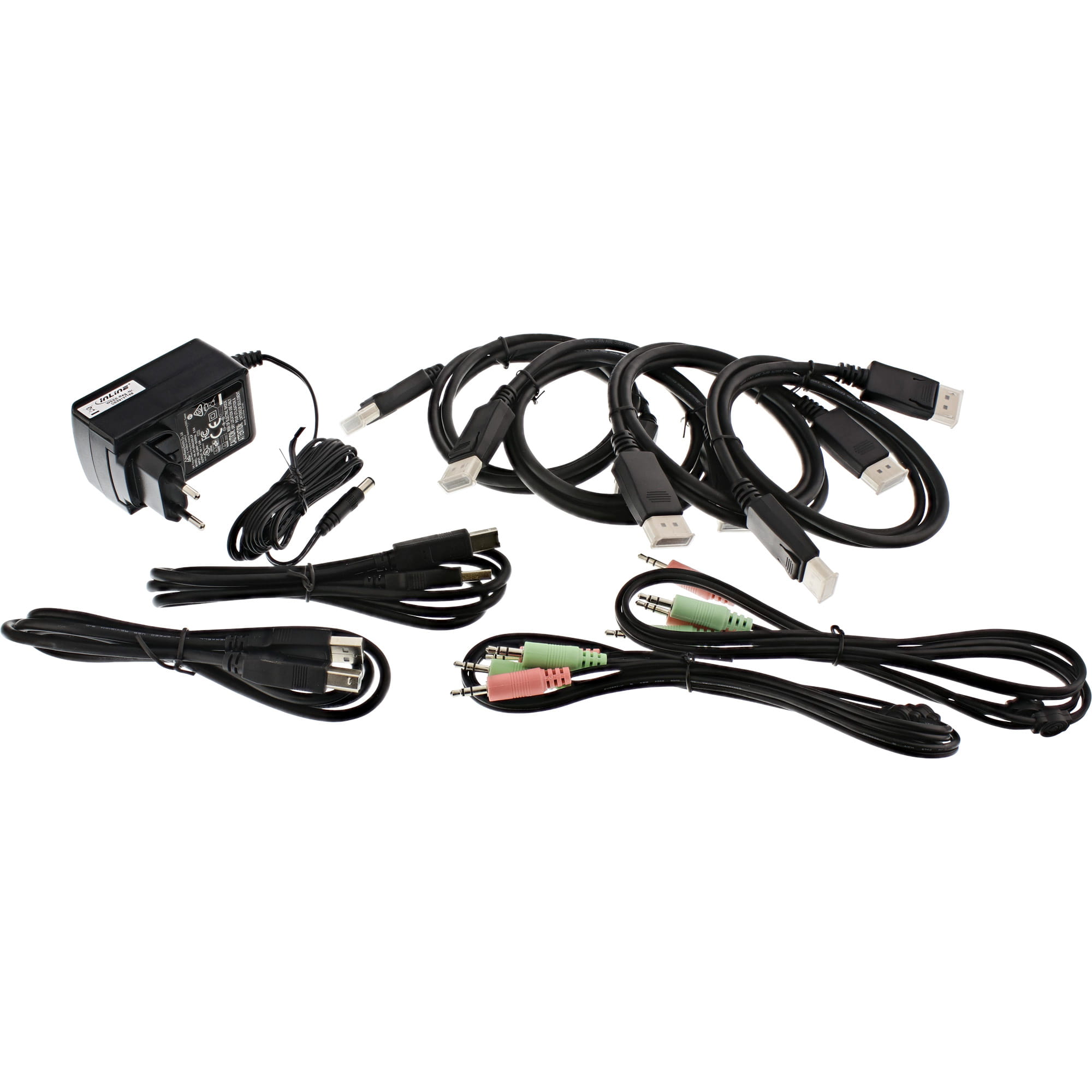 InLine KVM Desktop Switch - 2x - Dual-Monitor DisplayPort 1.2 - 4K - USB 2.0 - Audio