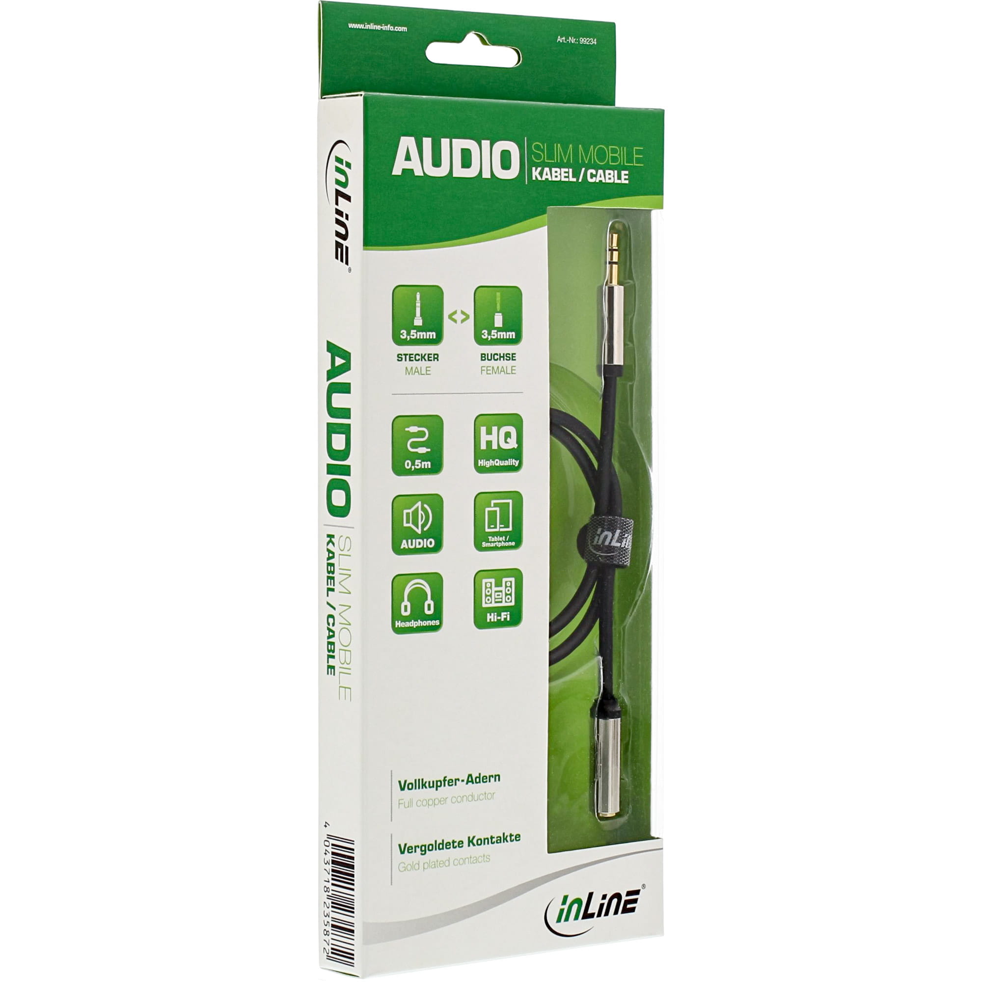 InLine Slim Audio Kabel Klinke 3,5mm ST/BU - Stereo - 3m