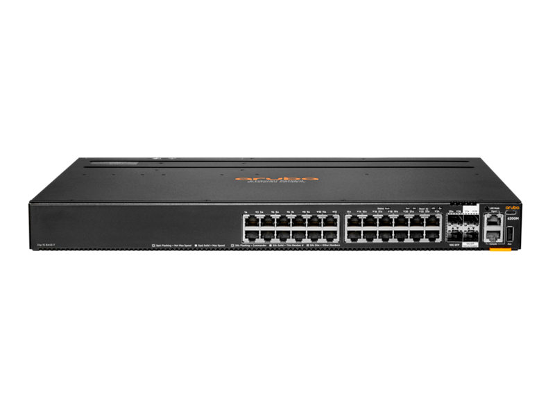 HPE Aruba Networking 6200M 24G 4SFP+ Switch - Switch - max. Stapelentfernung 10 km - L3 - managed - 24 x 10/100/1000 + 4 x 1 Gigabit / 10 Gigabit SFP+ (Uplink / Stacking)