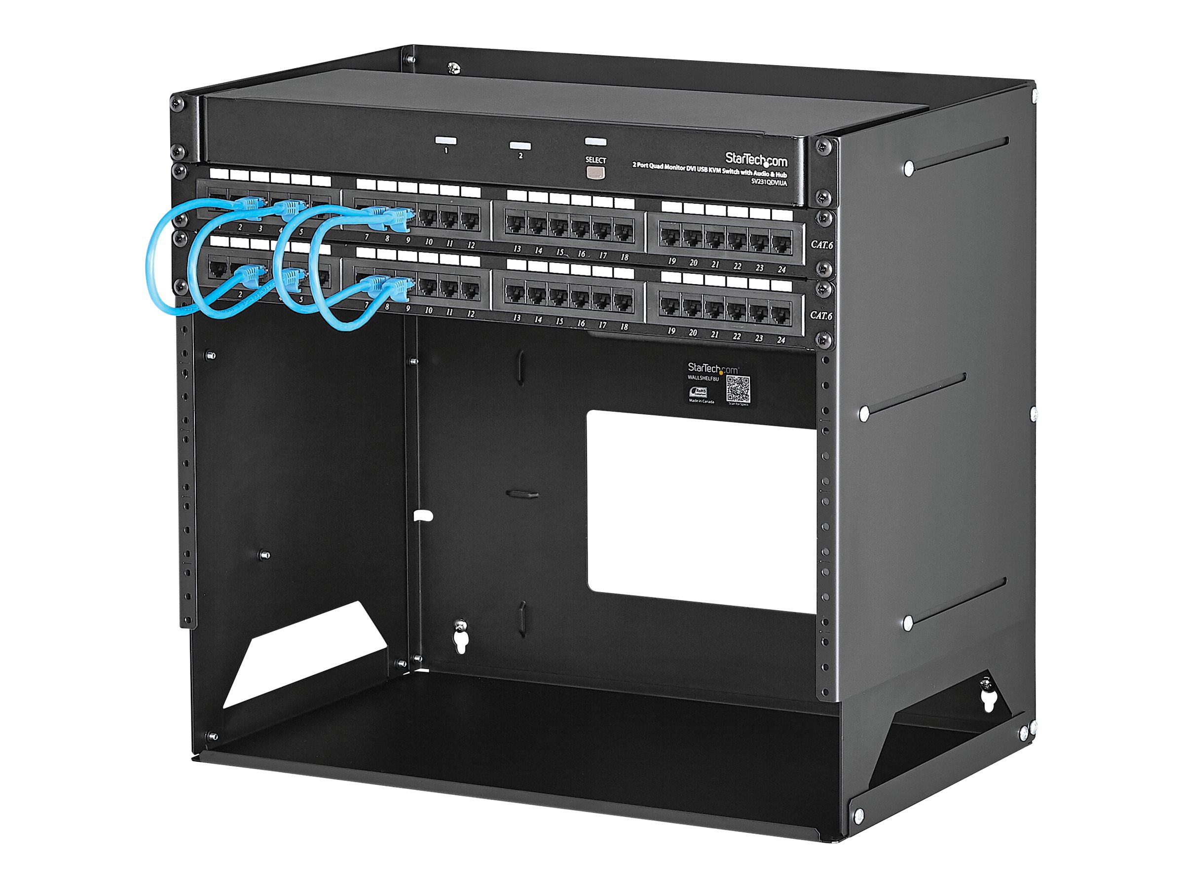 StarTech.com Wandmontage Server Rack mit Fachboden - 4HE - Anpassbar von 30,5 cm - 45,7cm - Rack (Wandbefestigung)