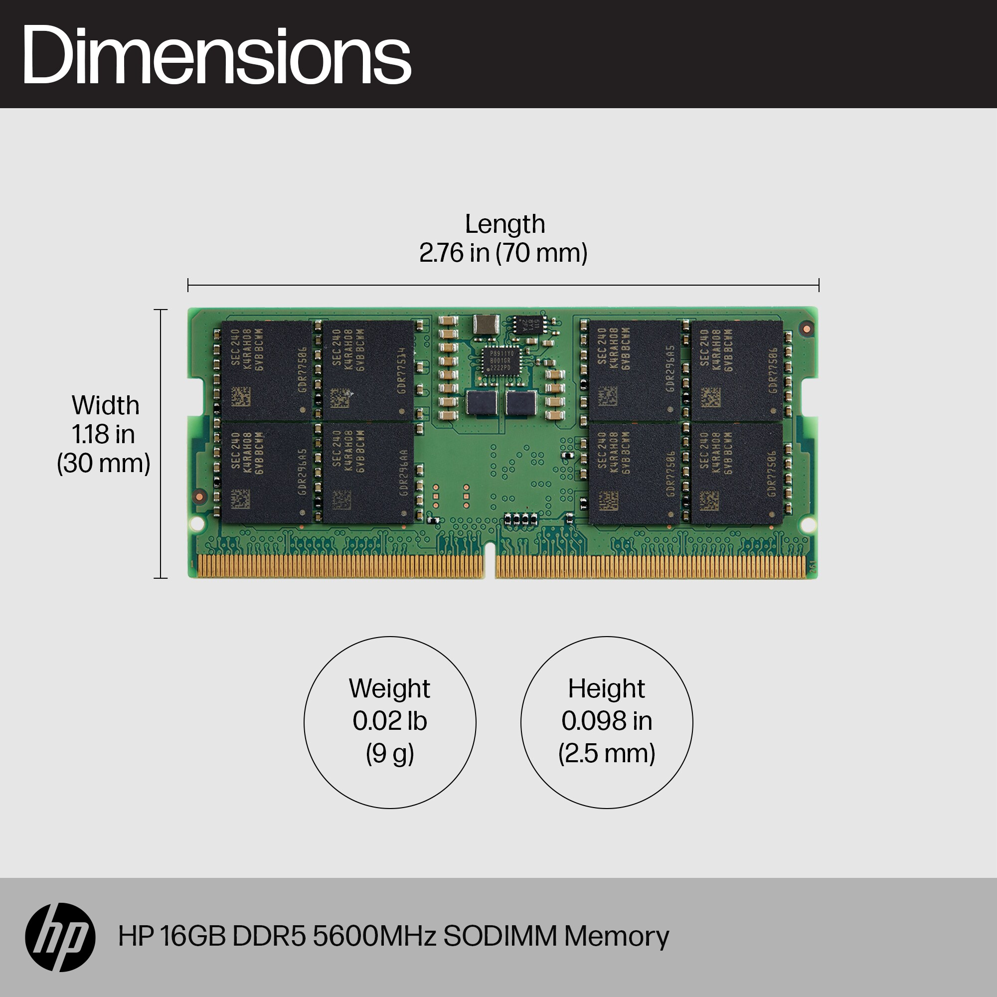 HP  DDR5 - Modul - 16 GB - SO-DIMM 262-Pin - 5600 MHz / PC5-44800