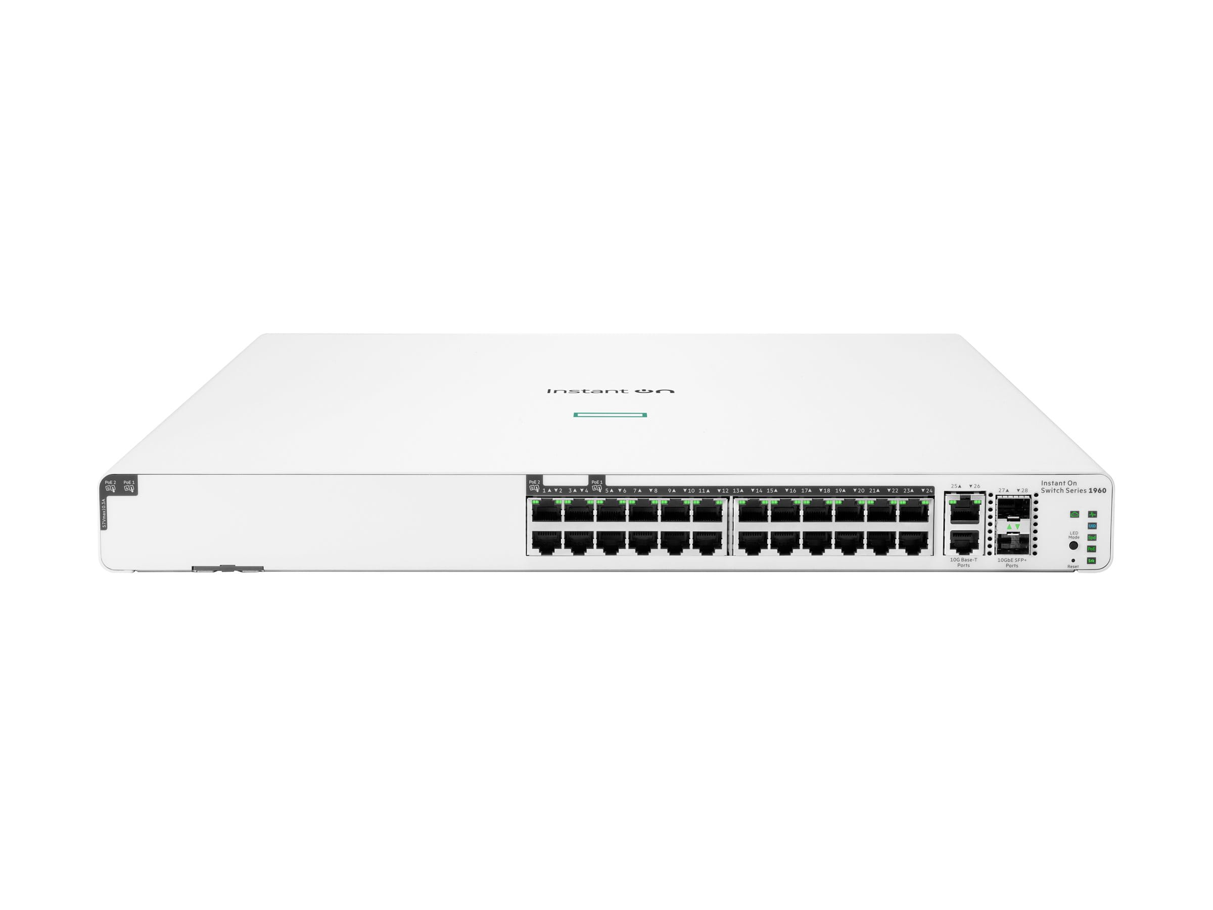 HPE Networking Instant On 1960 24G 20p Class4 4p Class6 PoE 2XGT 2SFP+ 370W Switch - Switch - L3 Lite - managed - 24 x 10/100/1000 + 2 x 10 Gigabit SFP+ + 2 x 100/1000/10GBase-T - an Rack montierbar - PoE (370 W)
