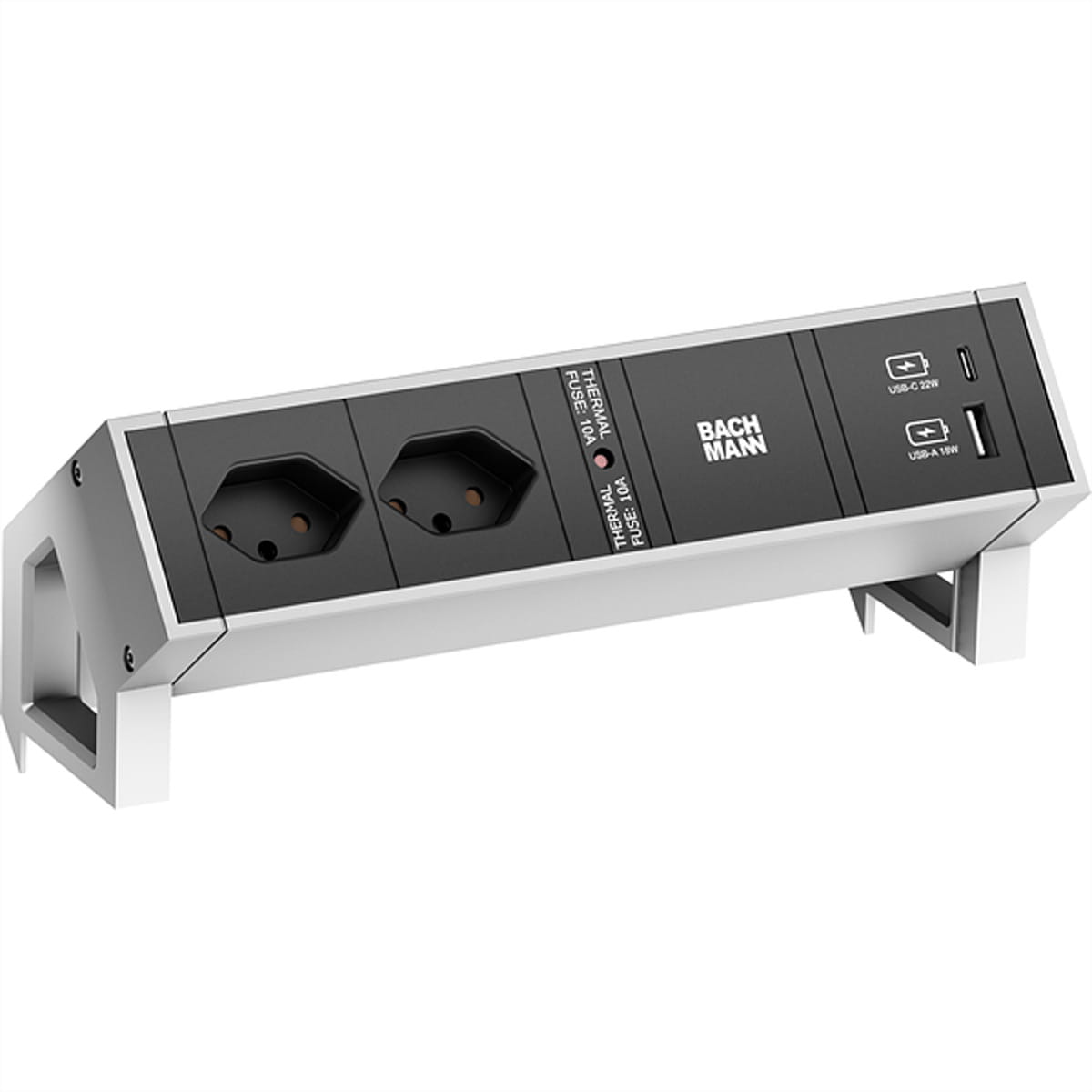 Bachmann DESK 2 - Steckdosenleiste - Eingabe, Eingang GST18 - Ausgangsanschlüsse: 2 (USB, 24 pin USB-C, 2 x T13)