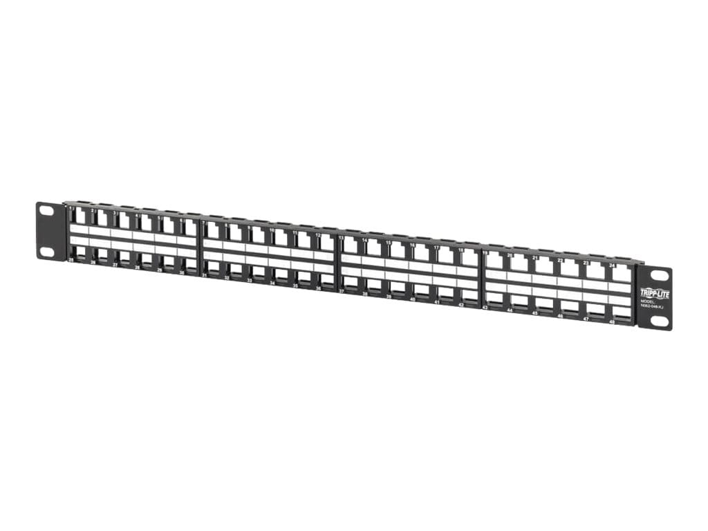 Tripp Eaton Tripp Lite Series 48-Port 1U Rack-Mount Unshielded Blank Keystone/Multimedia Patch Panel, RJ45 Ethernet, USB, HDMI, Cat5e/6 - Patch Panel - ungeschirmt - Rack montierbar - Schwarz - 1U - 48.3 cm (19")