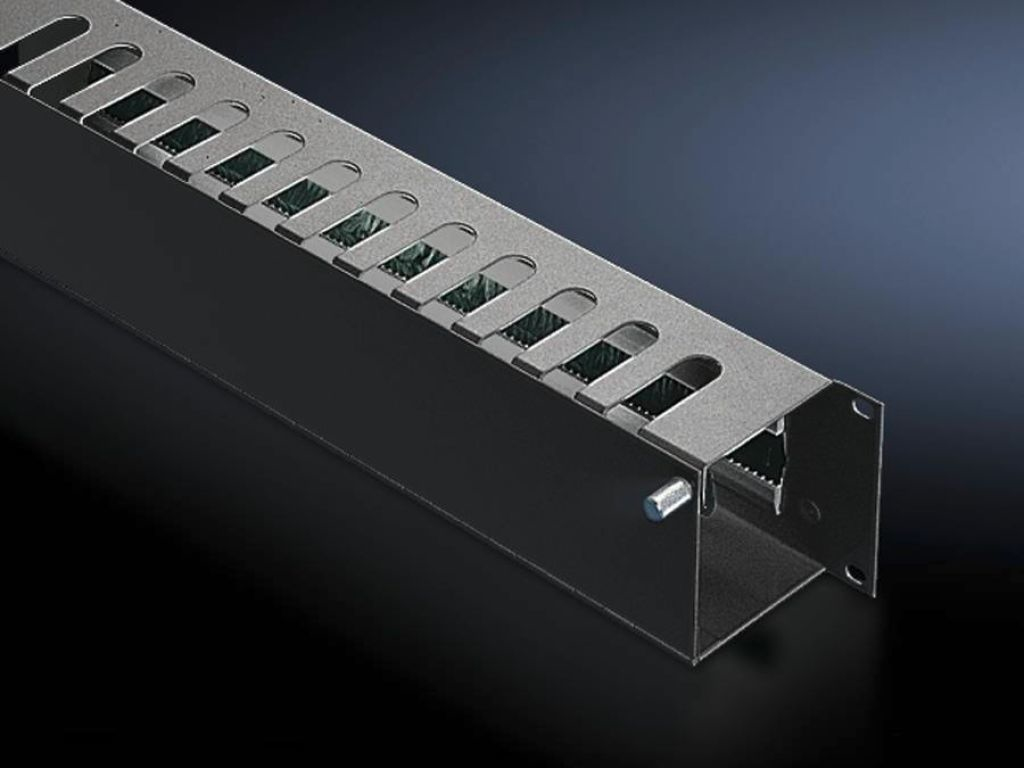 Rittal Rack-Kabelführungsplatte mit Abdeckung - RAL 9005 - 2U - 48.3 cm (19")