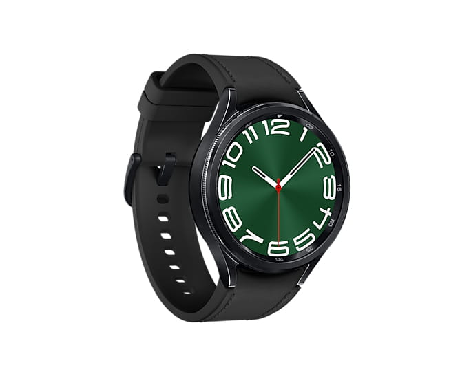 Samsung Galaxy Watch6 Classic - 47 mm - intelligente Uhr mit Band - Hybrid-Eco-Leder - schwarz - Bandgröße: M/L - Anzeige 3.73 cm (1.5")