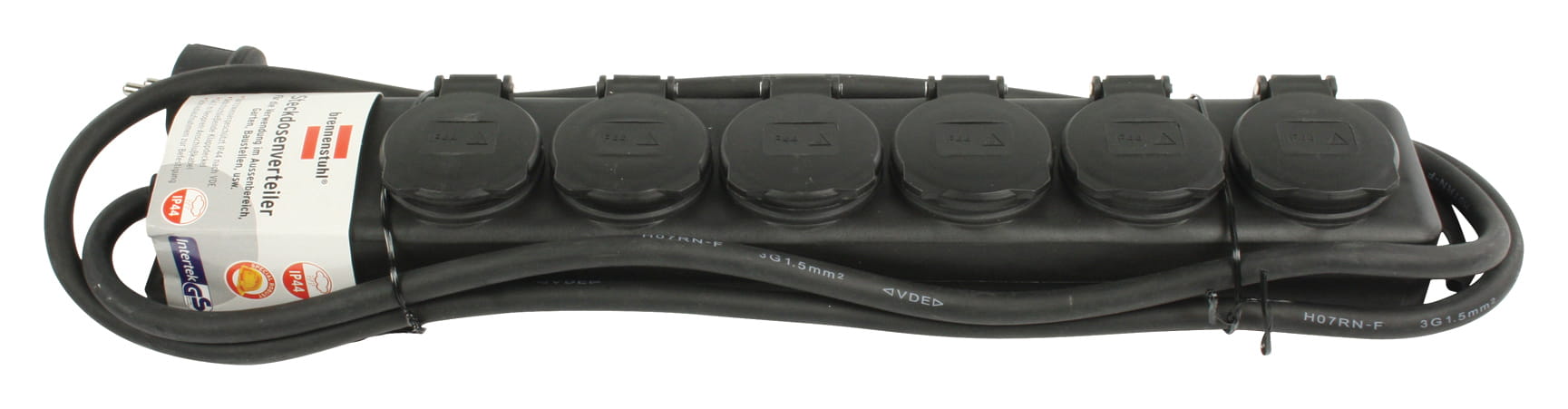 Brennenstuhl Extension socket IP44 6-way black