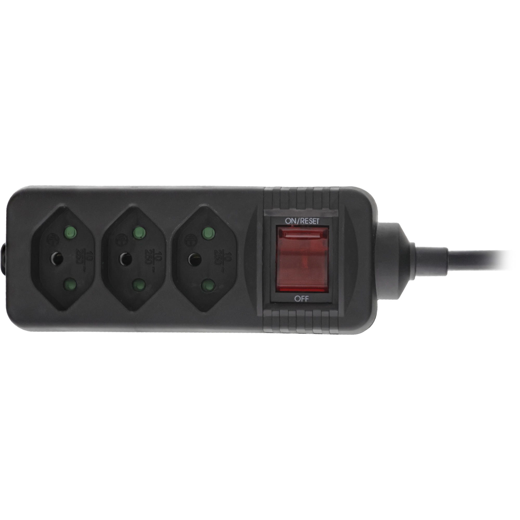 InLine Steckdosenleiste SCHWEIZ - 6-fach - mit Schalter - 1,5m - schwarz