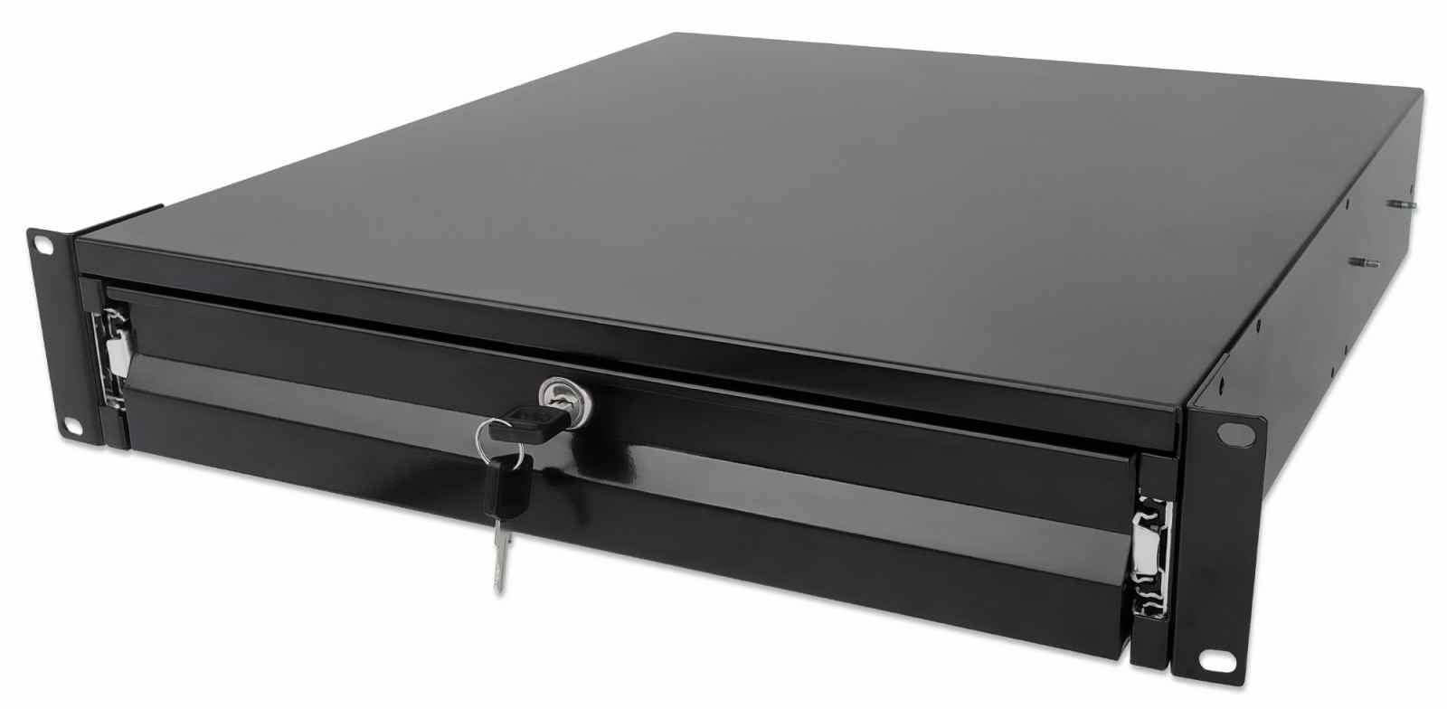 Intellinet 19" Storage Drawer, 2U, Lockable, 466mm Depth, Black - Rack Storage Drawer - Schwarz, RAL 9005 - 2U - 48.3 cm (19")