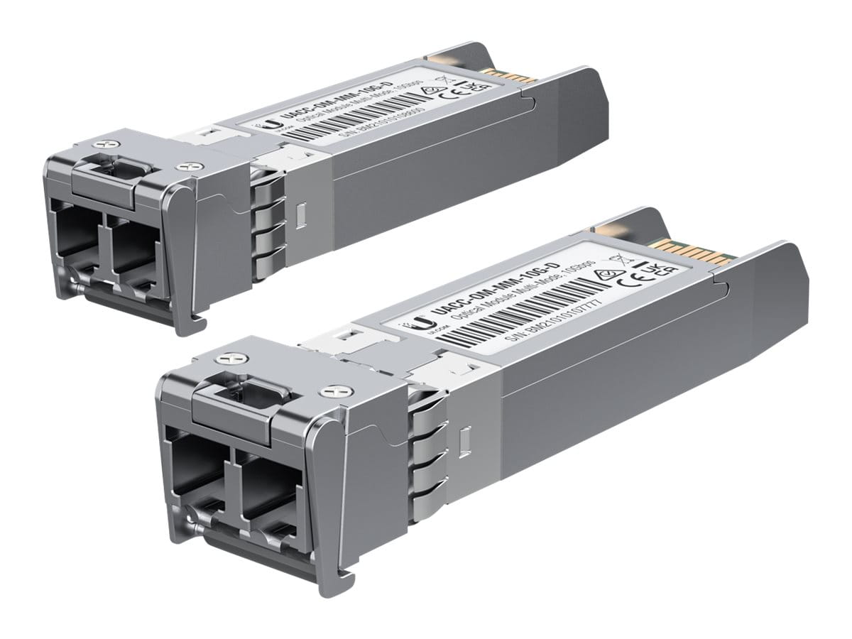 Ubiquiti SFP (Mini-GBIC)-Transceiver-Modul - 10GbE - LC Multi-Mode - bis zu 300 m (Packung mit 2)