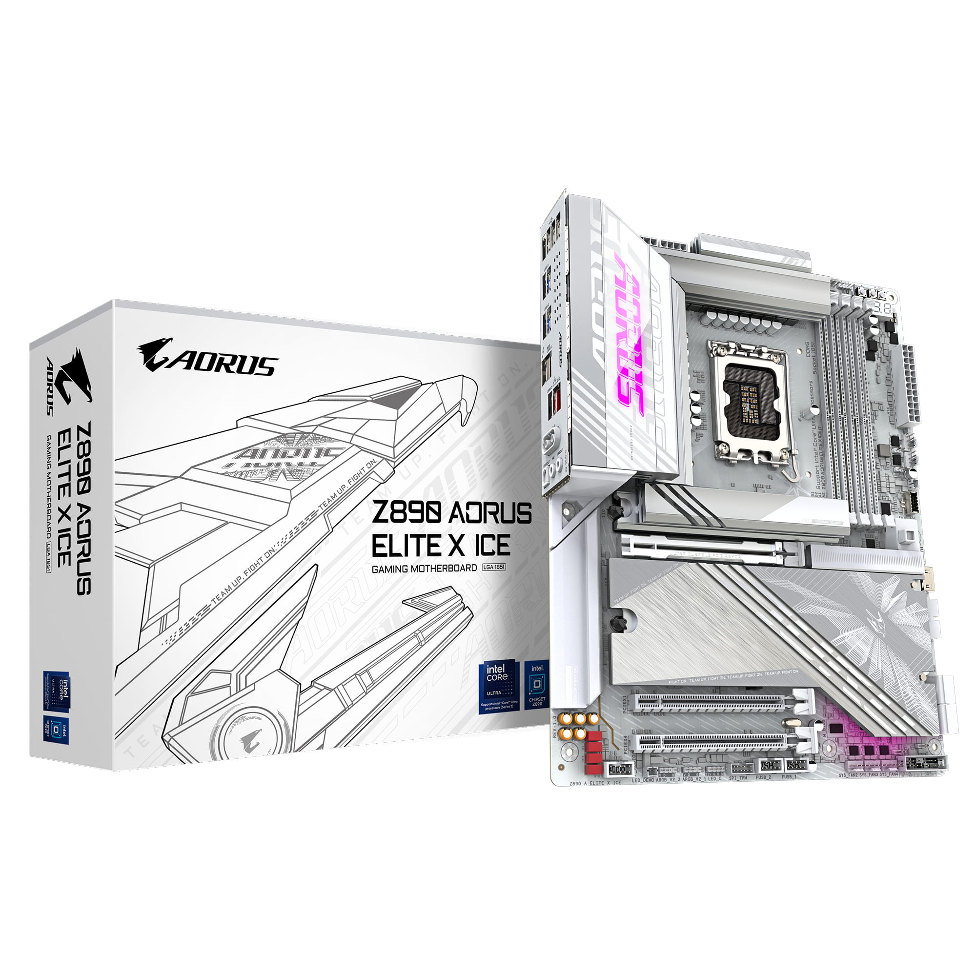 Gigabyte AORUS Z890 ELITE X ICE - Motherboard - ATX - LGA1851-Sockel - Z890 Chipsatz - USB4, USB-C 3.2 Gen 2x2, USB 3.2 Gen 2, USB 3.2 Gen 1 - 2.5 Gigabit LAN, Bluetooth, Wi-Fi 7 - Onboard-Grafik (CPU erforderlich)