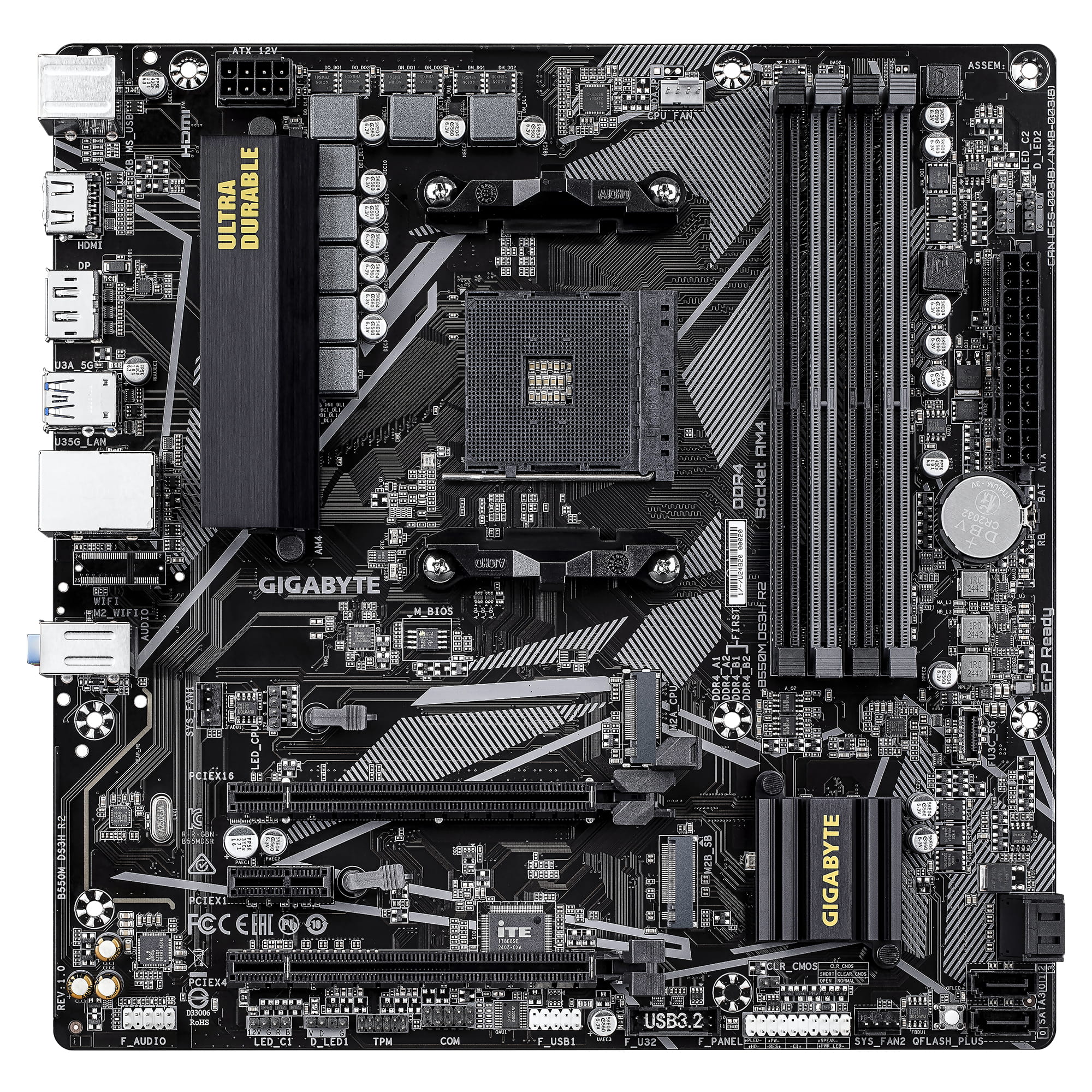 Gigabyte B550M DS3H R2 - Motherboard - micro ATX - Socket AM4 - AMD B550 Chipsatz - USB 3.2 Gen 1 - Gigabit LAN - Onboard-Grafik (CPU erforderlich)