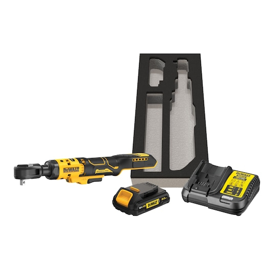 DEWALT Akku-Ratsche DCF513D1G 3/8" 18Volt gelb/schwarz XR Li-Ionen-Akku 2