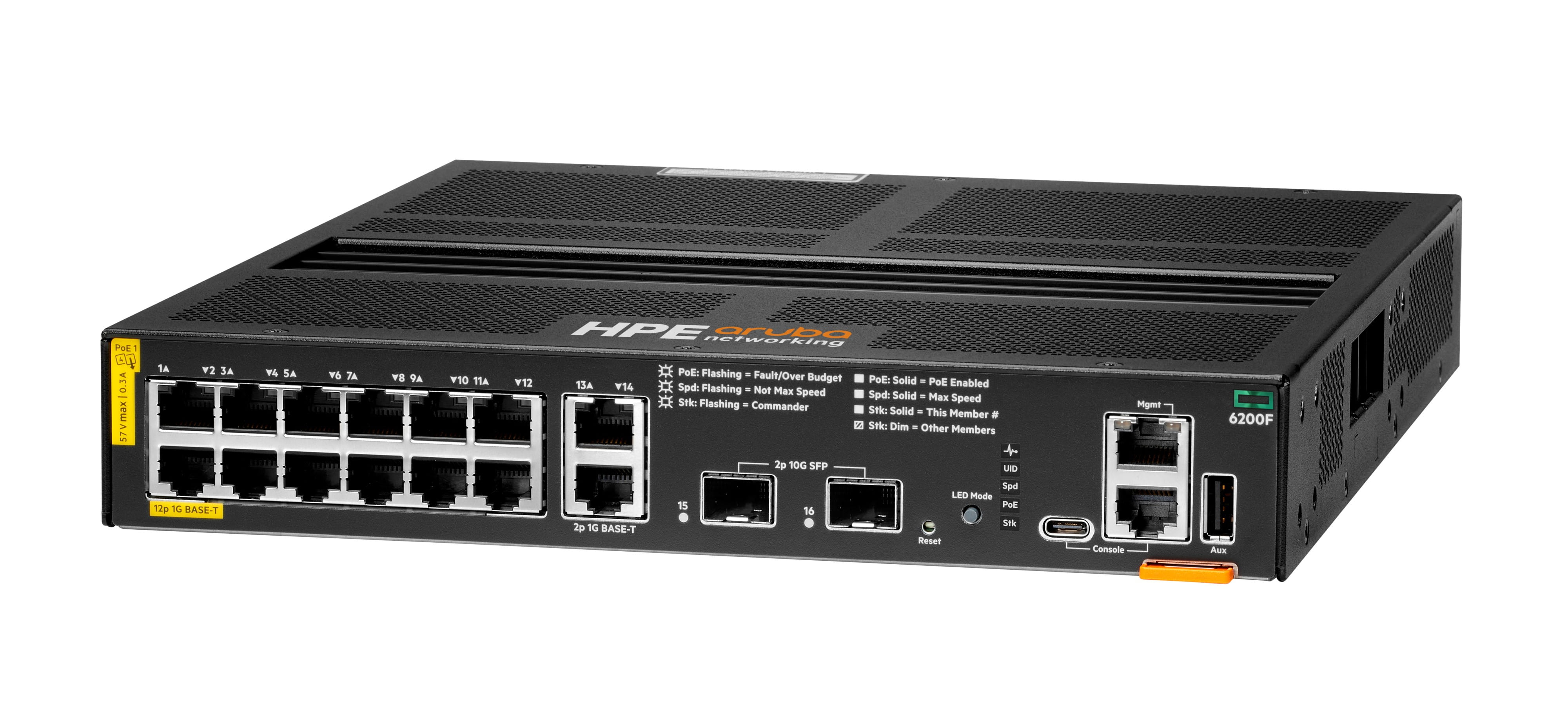 HPE Aruba Networking 6200F 12G Class4 PoE 2G/2SFP+ 139W Switch - Switch - L3 - managed - 12 x 10/100/1000 (PoE+)