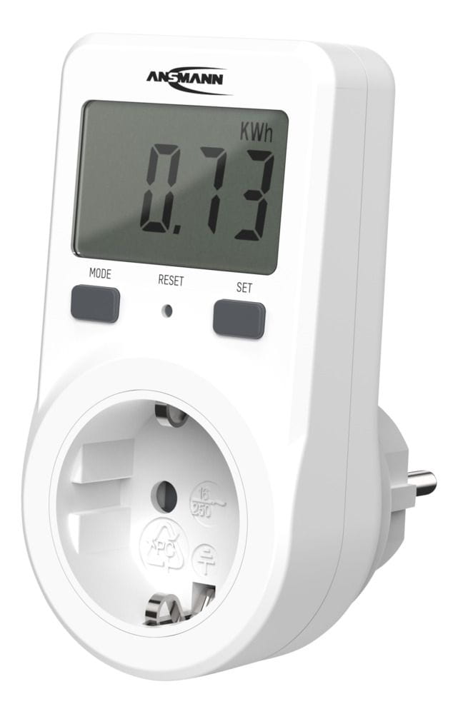 Ansmann Energiekosten Messgerät APM1, Einphasige Zähler-Steckdose, Ringlos, Einzelne Position, Wohnen, Drinnen, Unterputzmontiert