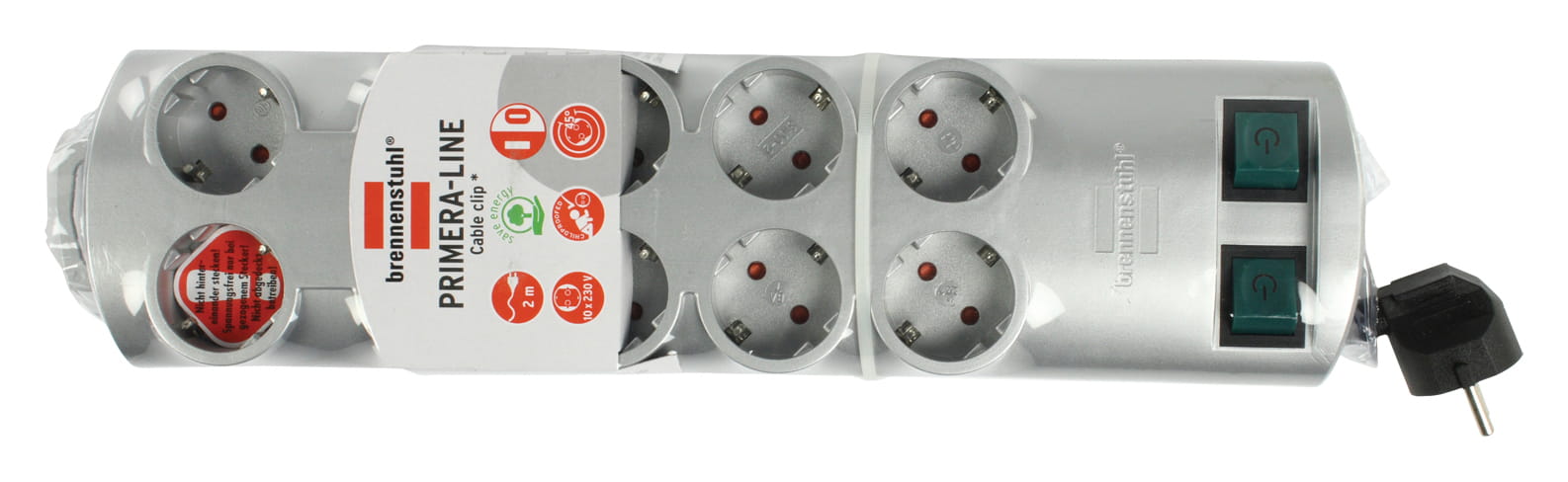 Brennenstuhl BN-PROFF120, 2 m, Kunststoff, Silber, 10 AC-Ausgänge, 230 V, 50 - 60 Hz