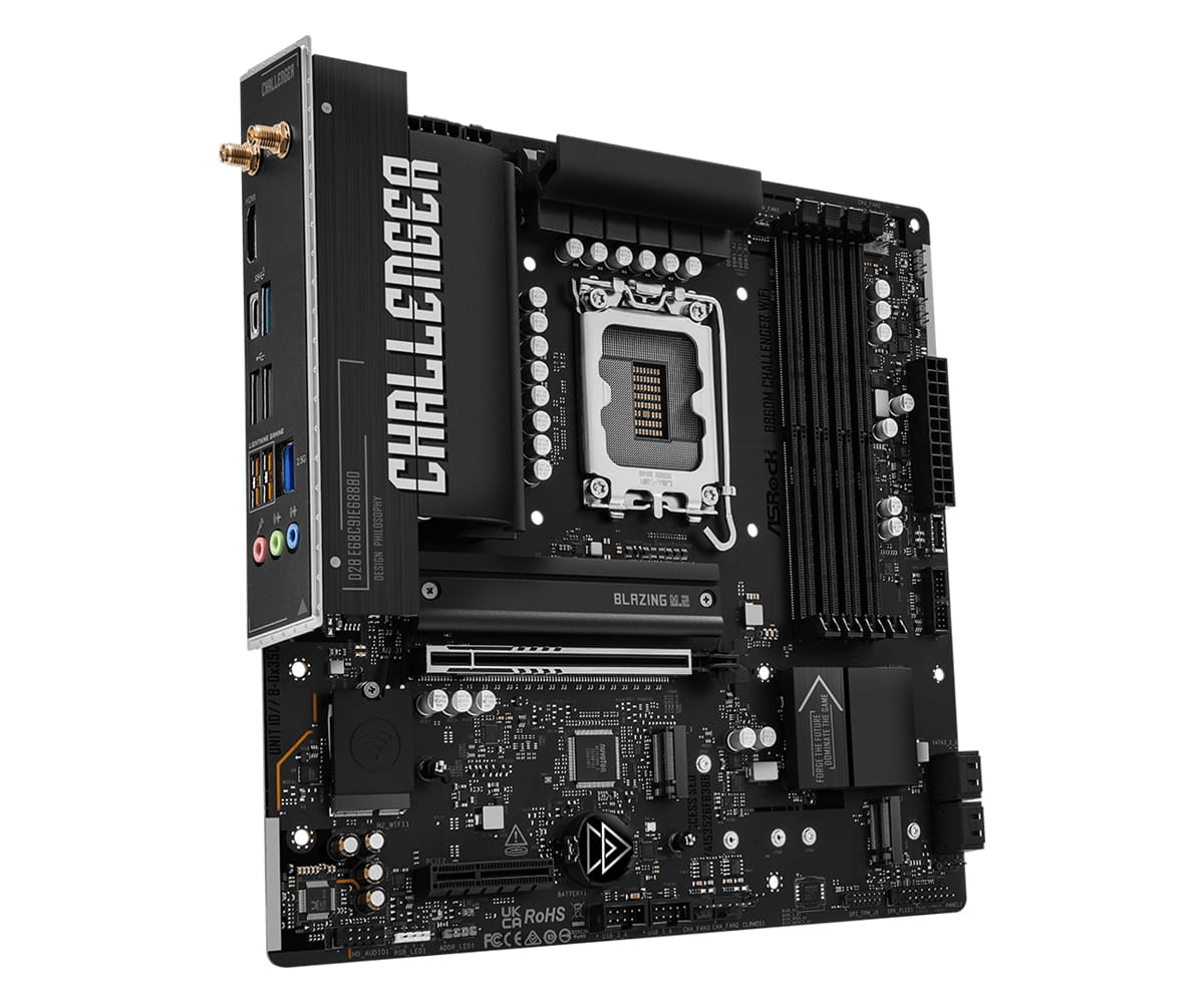 ASRock B860M Challenger WiFi, Intel, LGA 1851 (Socket V1), Intel Core Ultra (Series 2), DDR5-SDRAM, 256 GB, DIMM