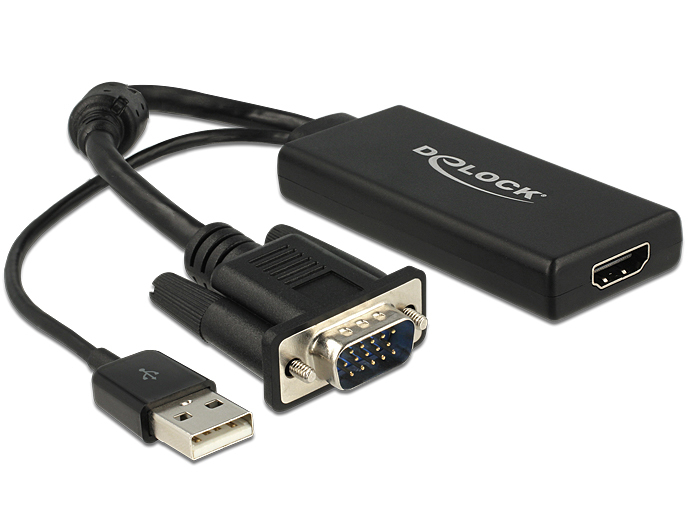 Delock Videokonverter - VGA - HDMI - Schwarz