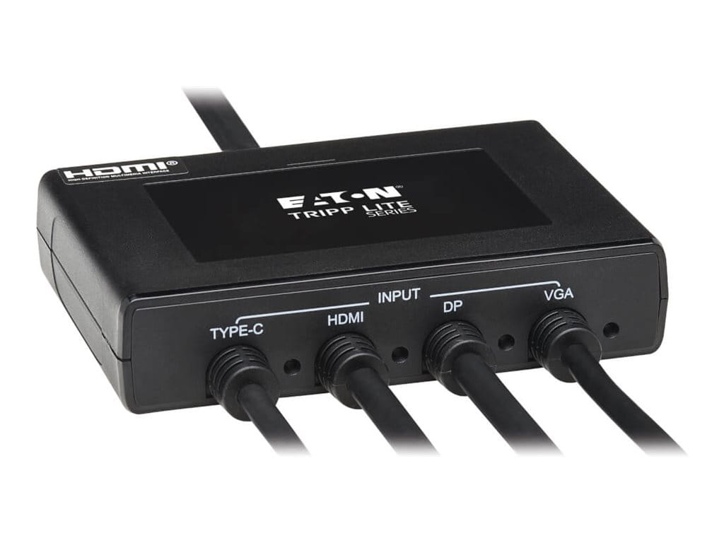 Tripp Eaton Tripp Lite Series Multiport Presentation Adapter, 4K 60Hz w HDR, 4x1, HDMI/DisplayPort/USB-C/VGA to HDMI, HDCP2.2, PD Charge, 8ft - Videoadapter - TAA-konform - HD-15 (VGA)