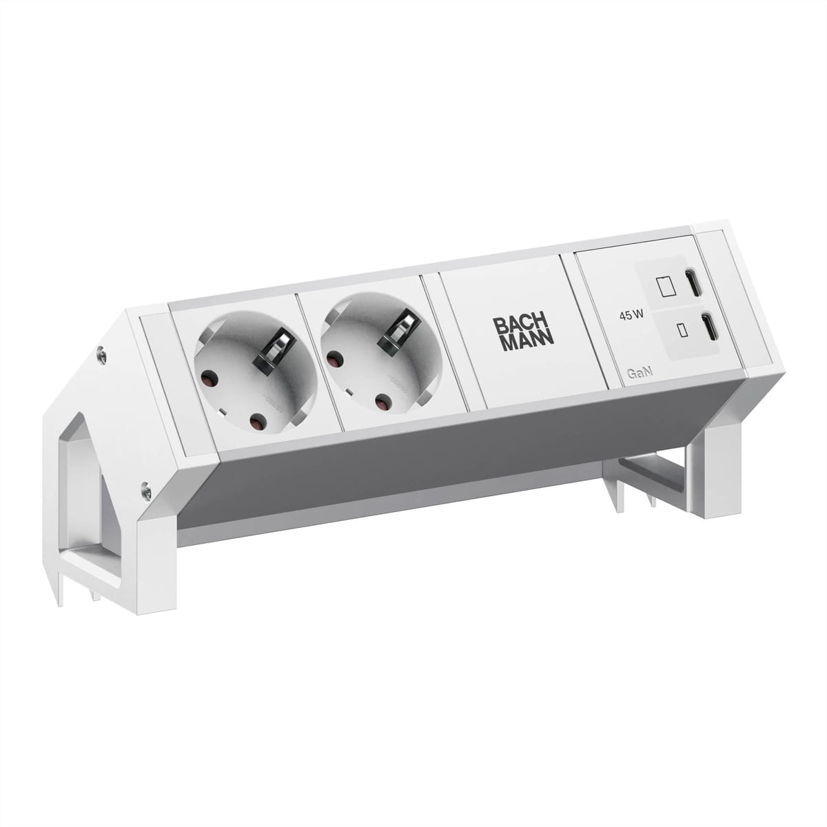Bachmann DESK2 ALU WHITE 2xCEE7/3 1xUSB C/C 45W RAL9010