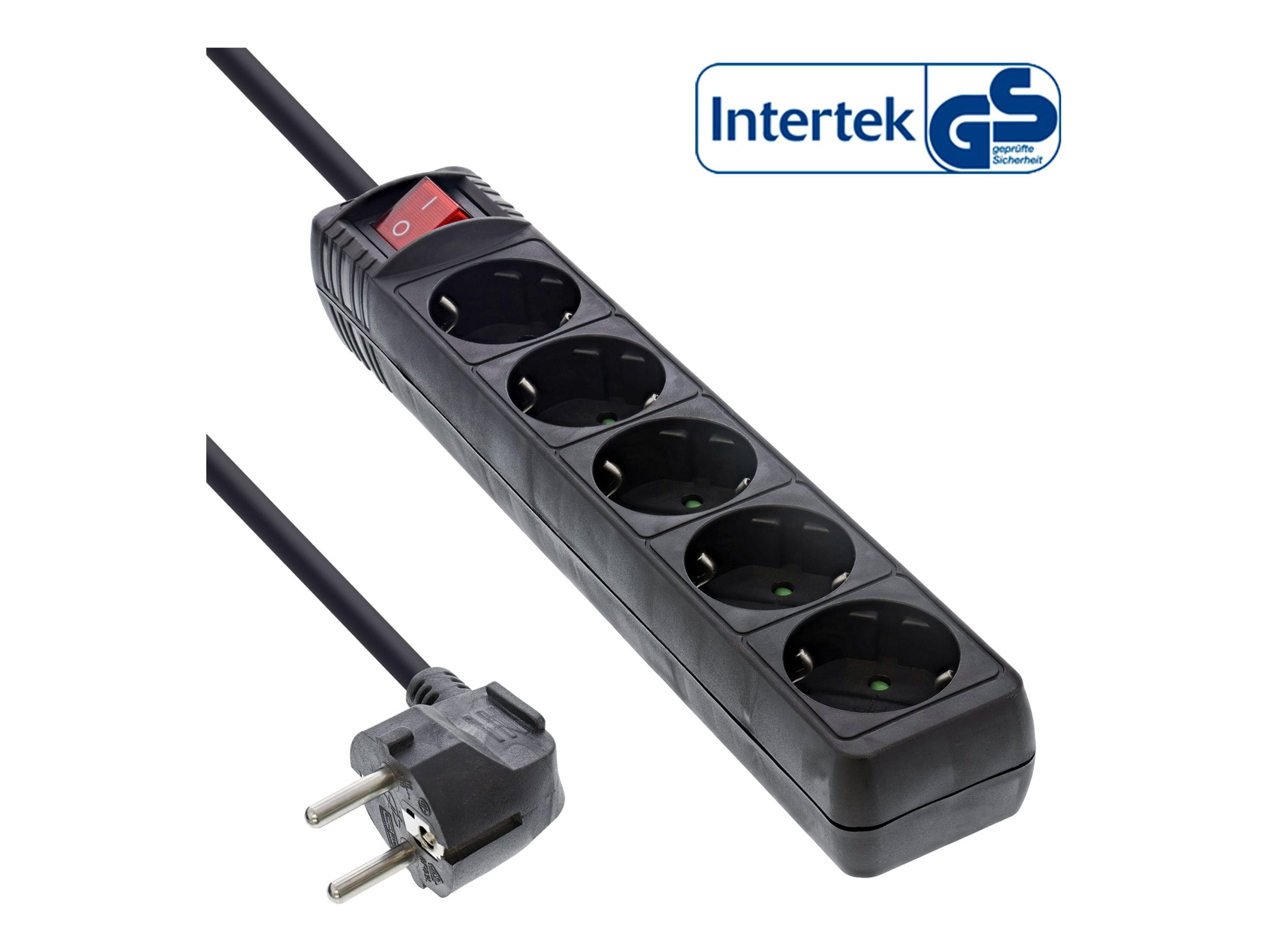 InLine Steckdosenleiste - 5-fach Schutzkontakt - schwarz - 1,5m
