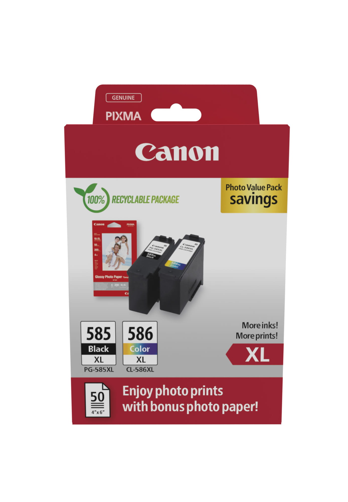Canon PG-585XL/CL-586XL Photo Value Pack - 2er-Pack - Hohe Ergiebigkeit - Schwarz, Farbe (Cyan, Magenta, Gelb)