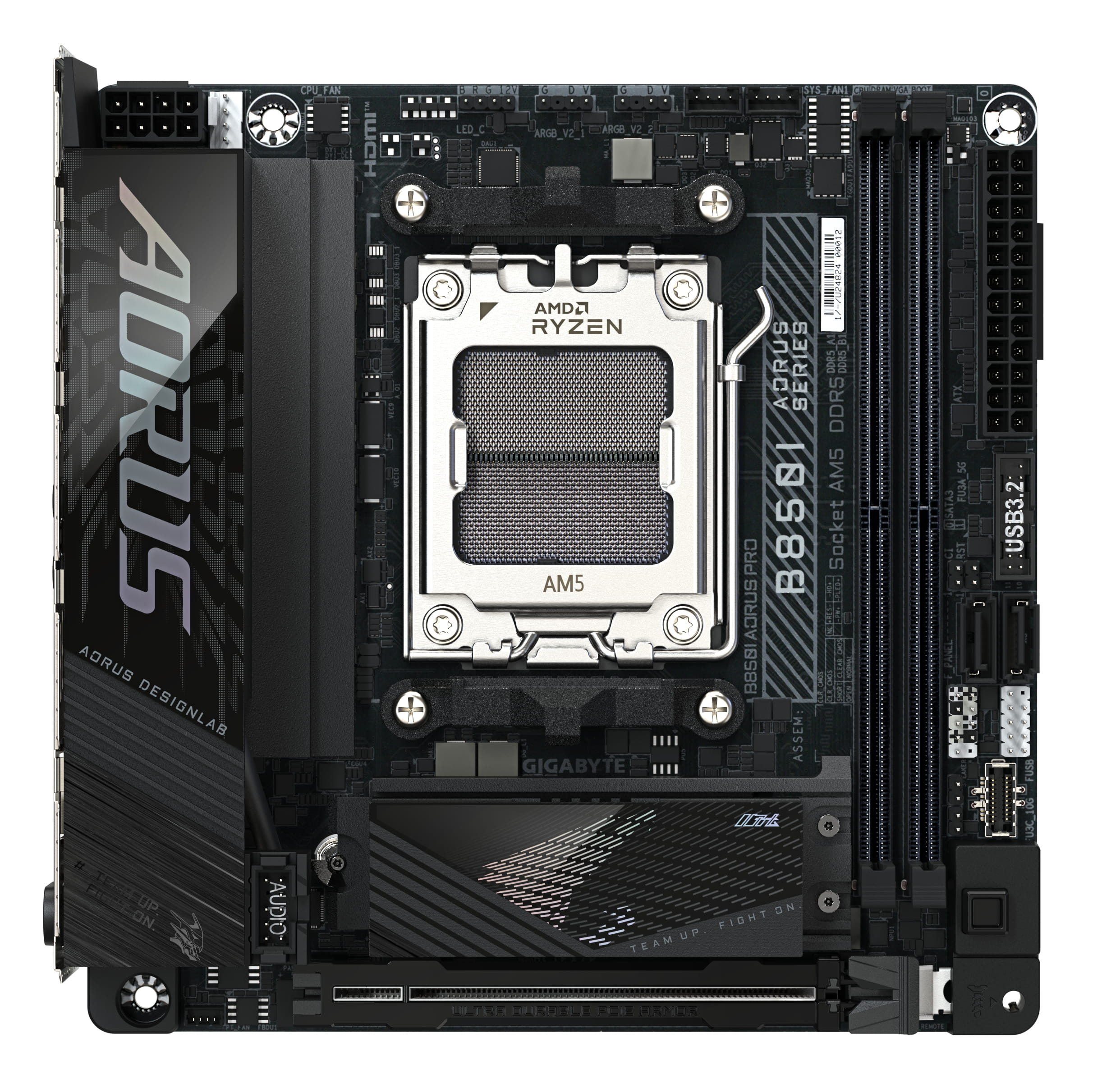 Gigabyte AORUS B850I PRO - Motherboard - Mini-ITX - Socket AM5 - AMD B850 Chipsatz - USB-C 3.2 Gen2, USB 3.2 Gen 1, USB 3.2 Gen 2 - Bluetooth, 2.5 Gigabit LAN, Wi-Fi 7 - Onboard-Grafik (CPU erforderlich)