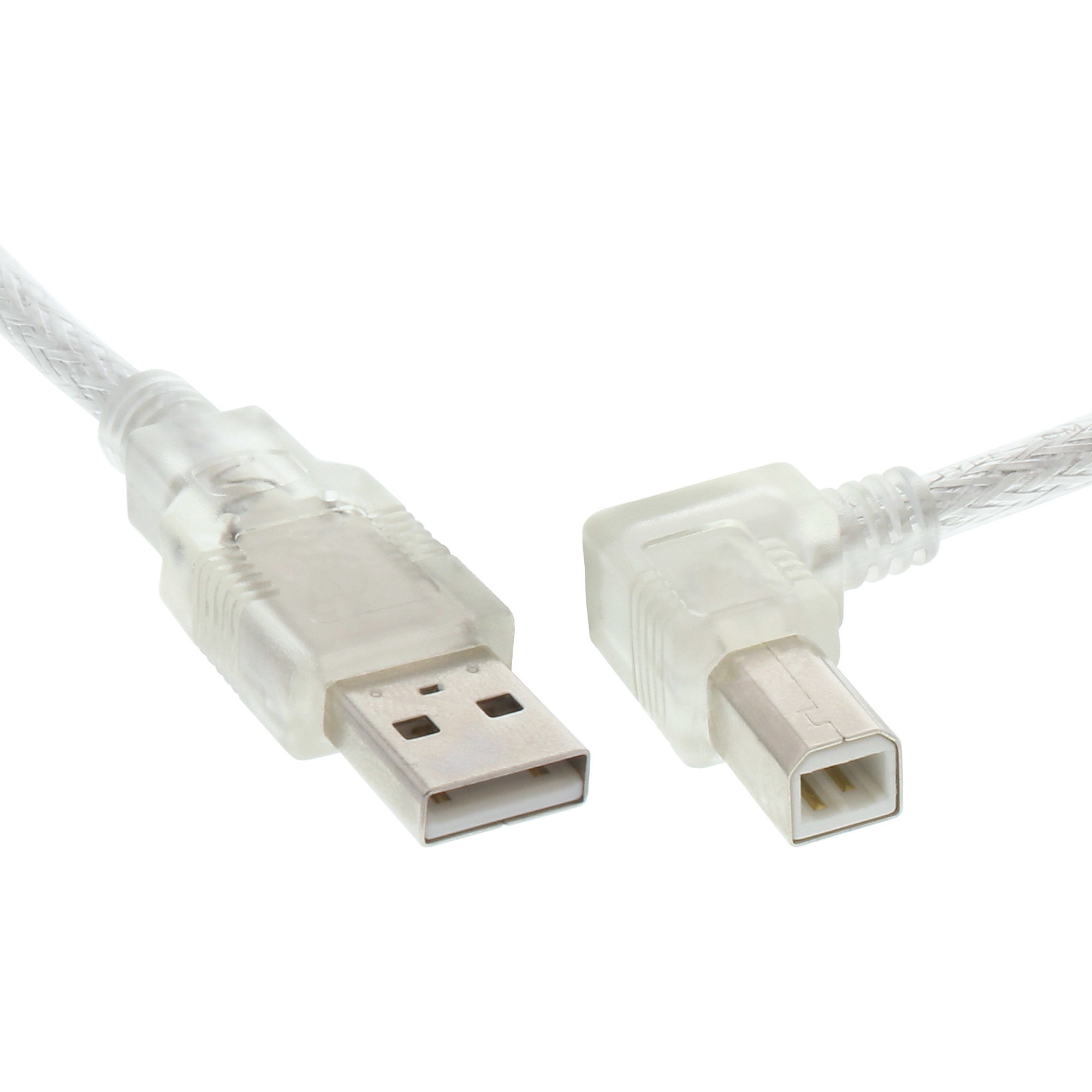 InLine USB 2.0 Kabel - A an B rechts abgewinkelt - transparent - 2m