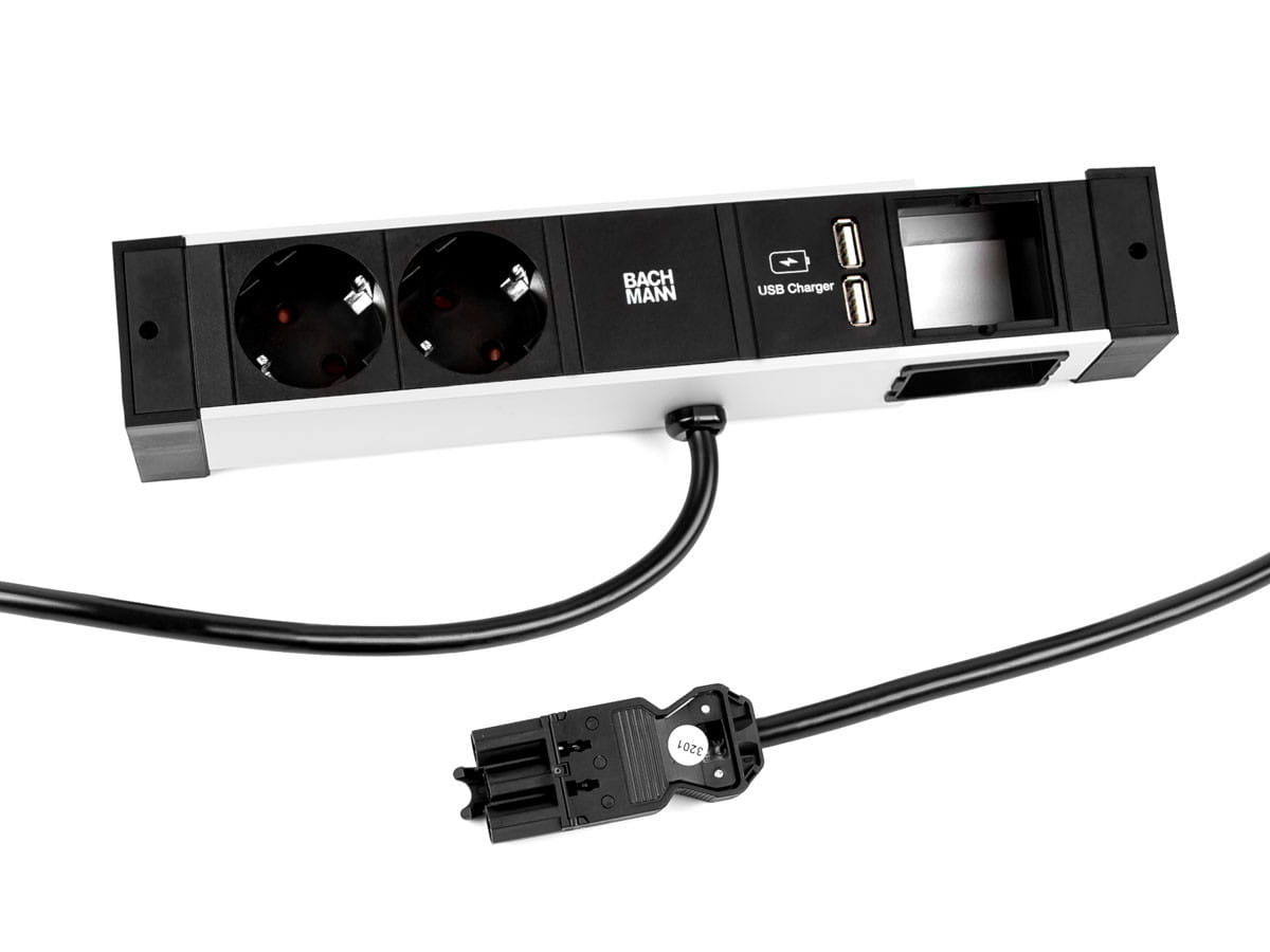 Bachmann DESK Rail - Steckdosenleiste - Ausgangsanschlüsse: 2 (2 x USB, 2 x Typ F)