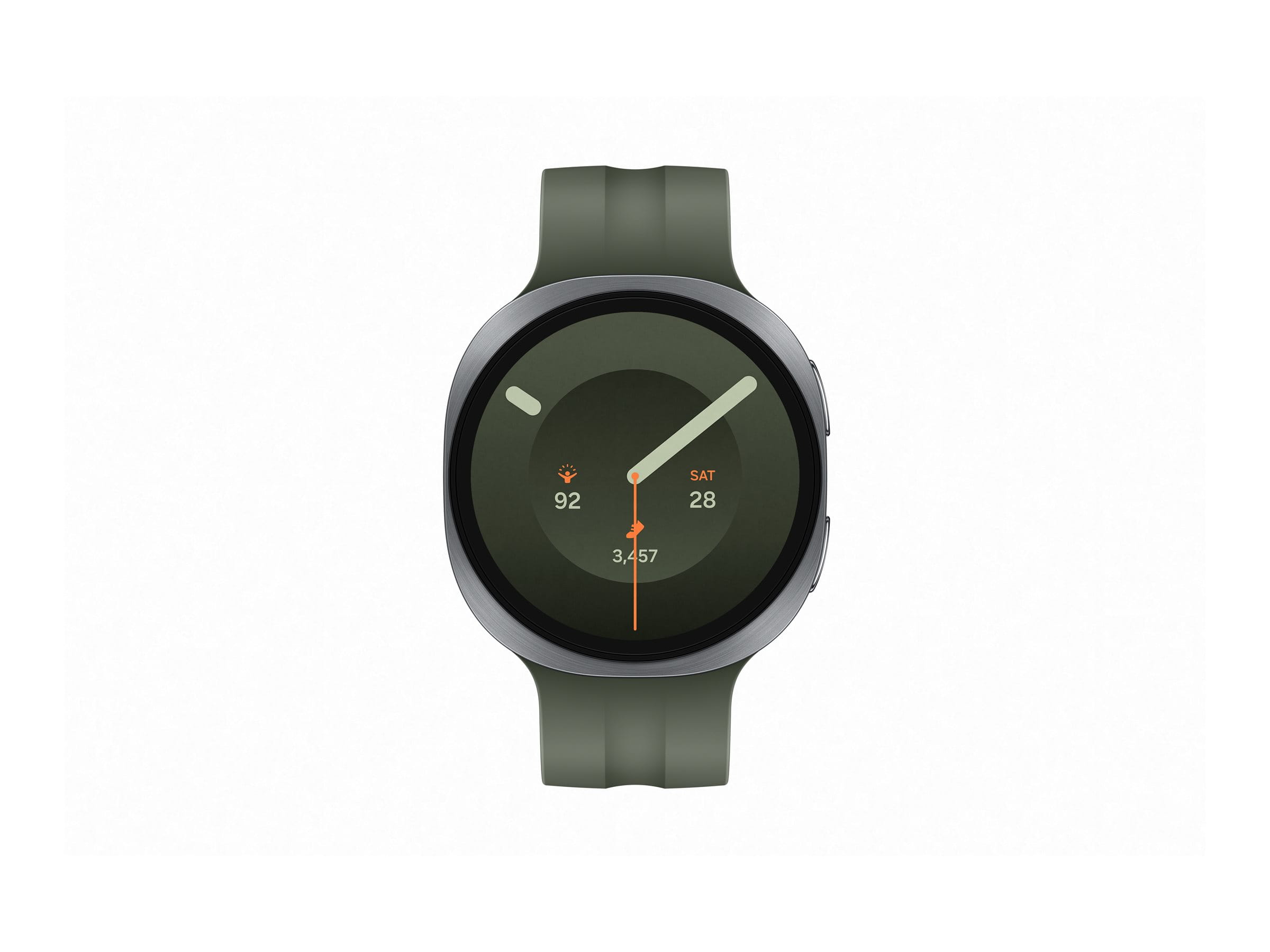 Samsung Galaxy Watch9 - 44 mm - silber - intelligente Uhr mit Sportband - Olive - Bandgröße: M/L - Anzeige 3.73 cm (1.47")